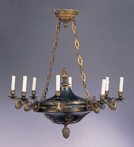 A Regency style gilt and bronze patinated candleabra