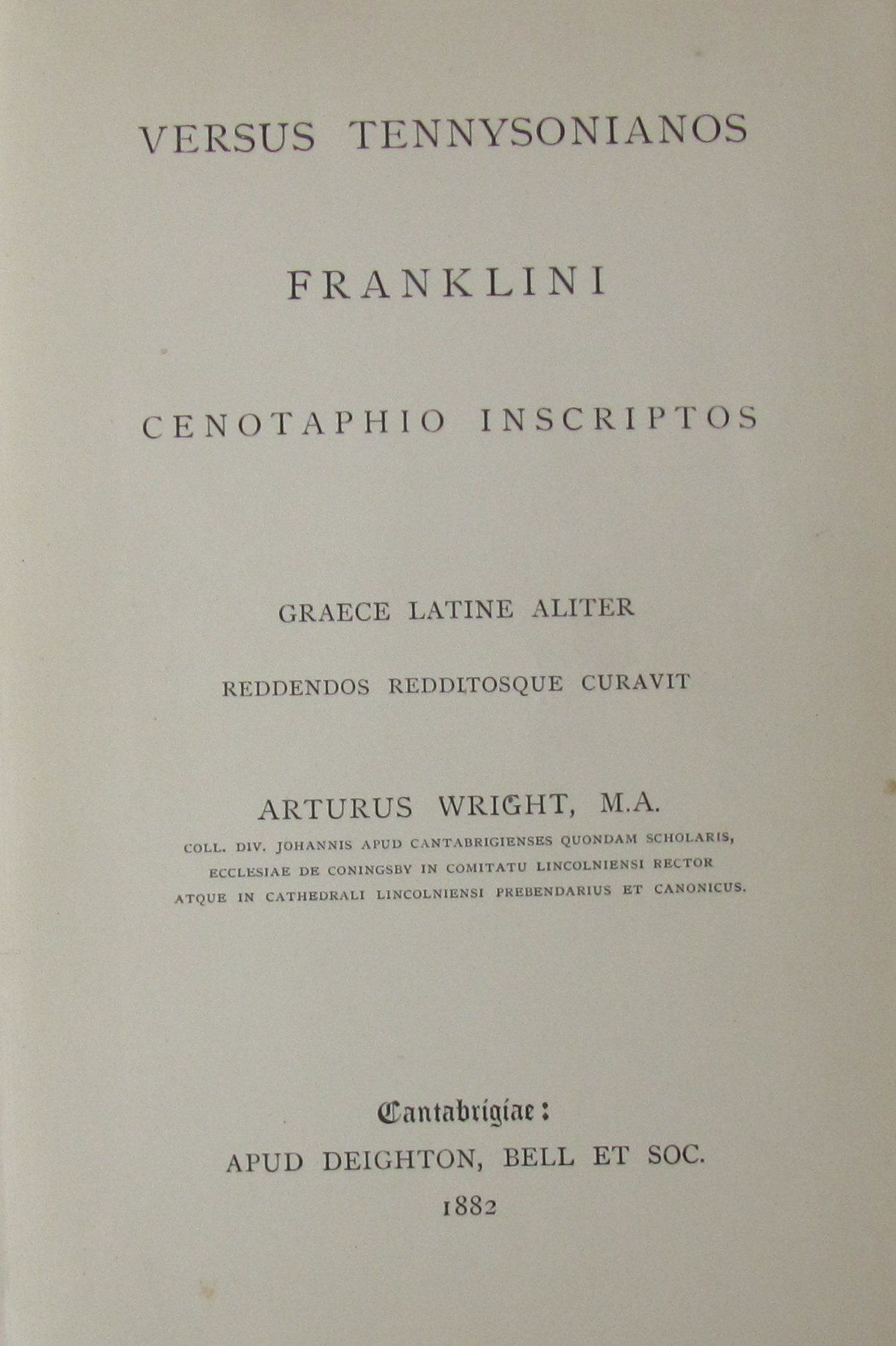 Tennyson, Alfred, Lord - Franklin, Sir John - Dean Stanley