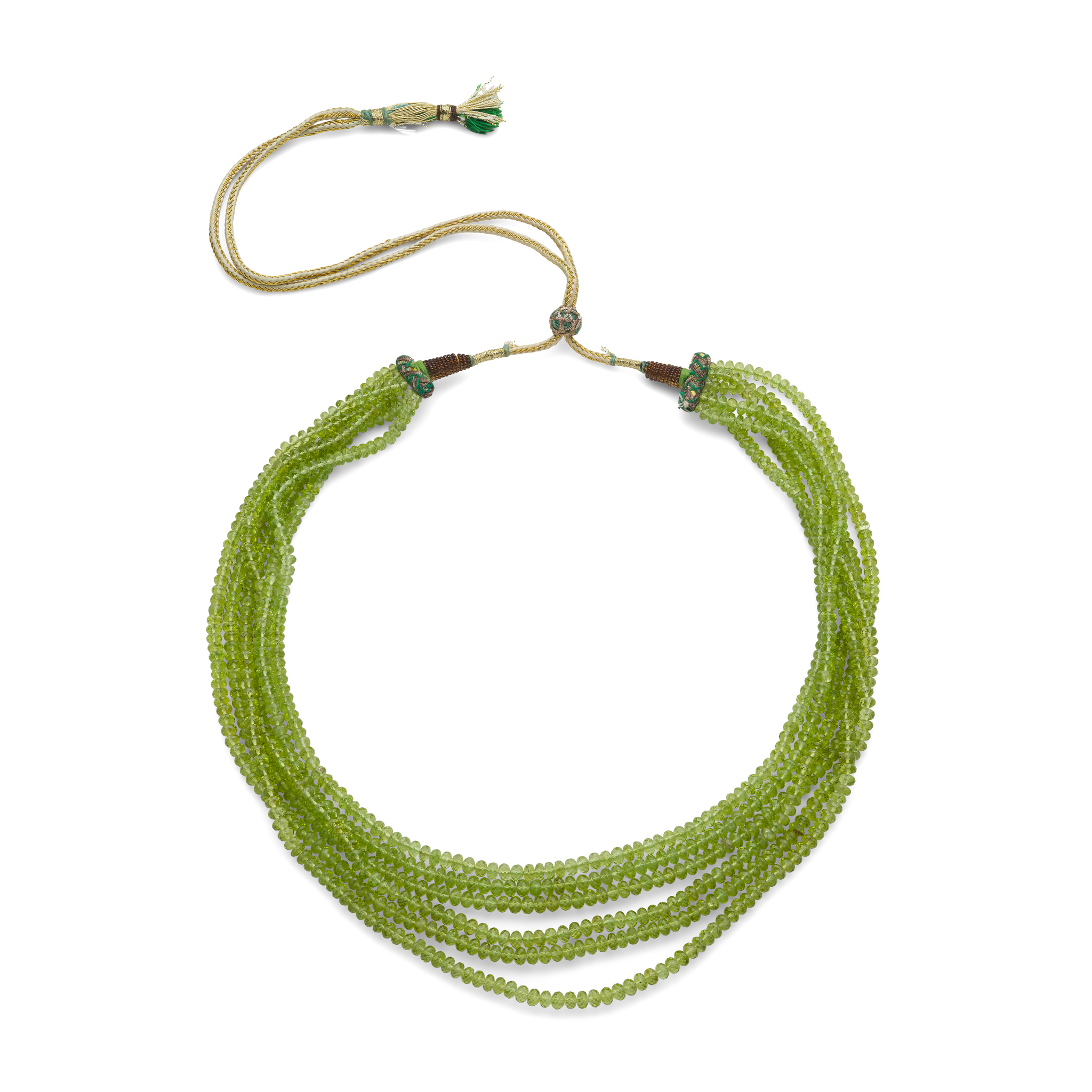 A peridot bead necklace