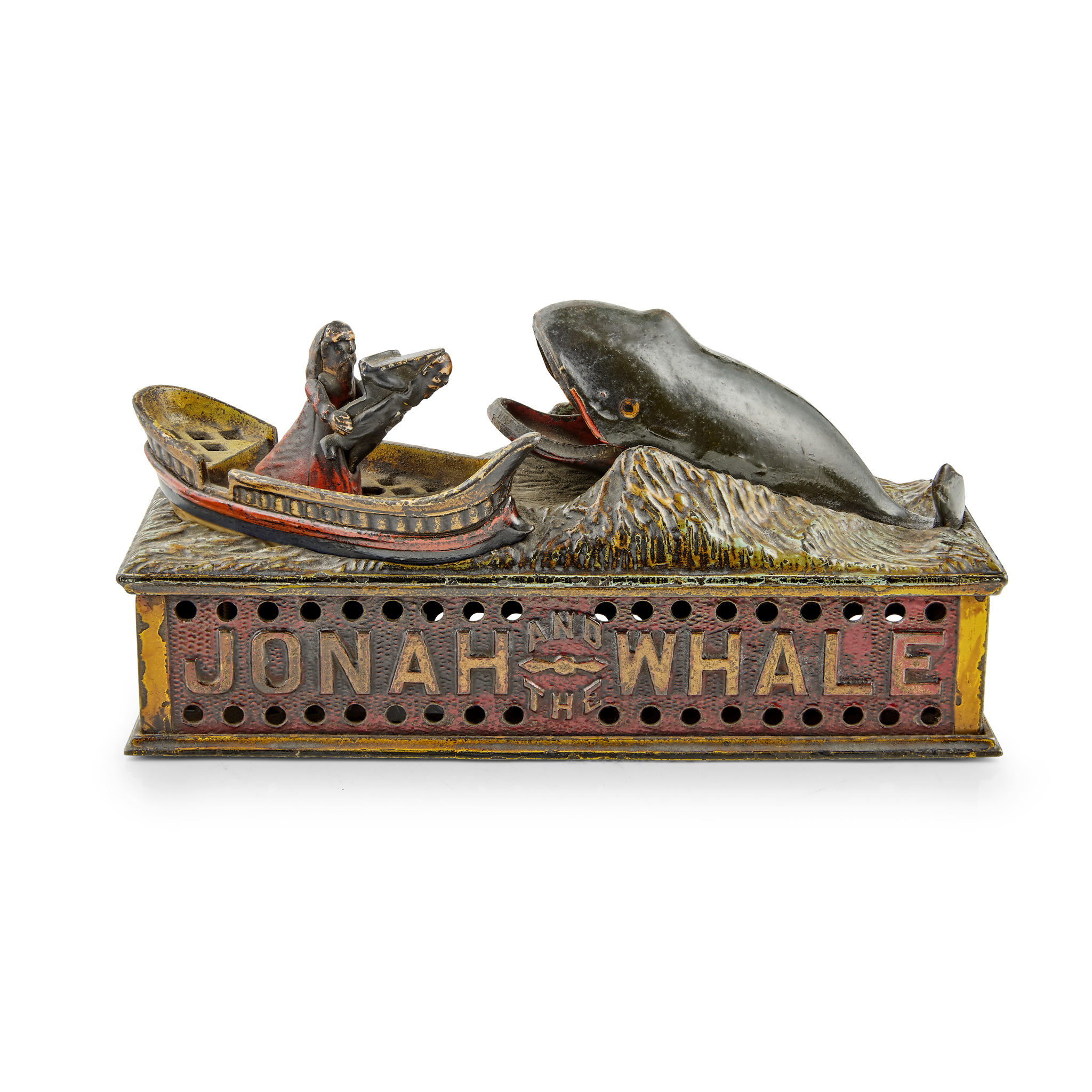 NORTH AMERICAN PAINTED CAST IRON 'JONAH AND THE WHALE' MECHANICAL BANK