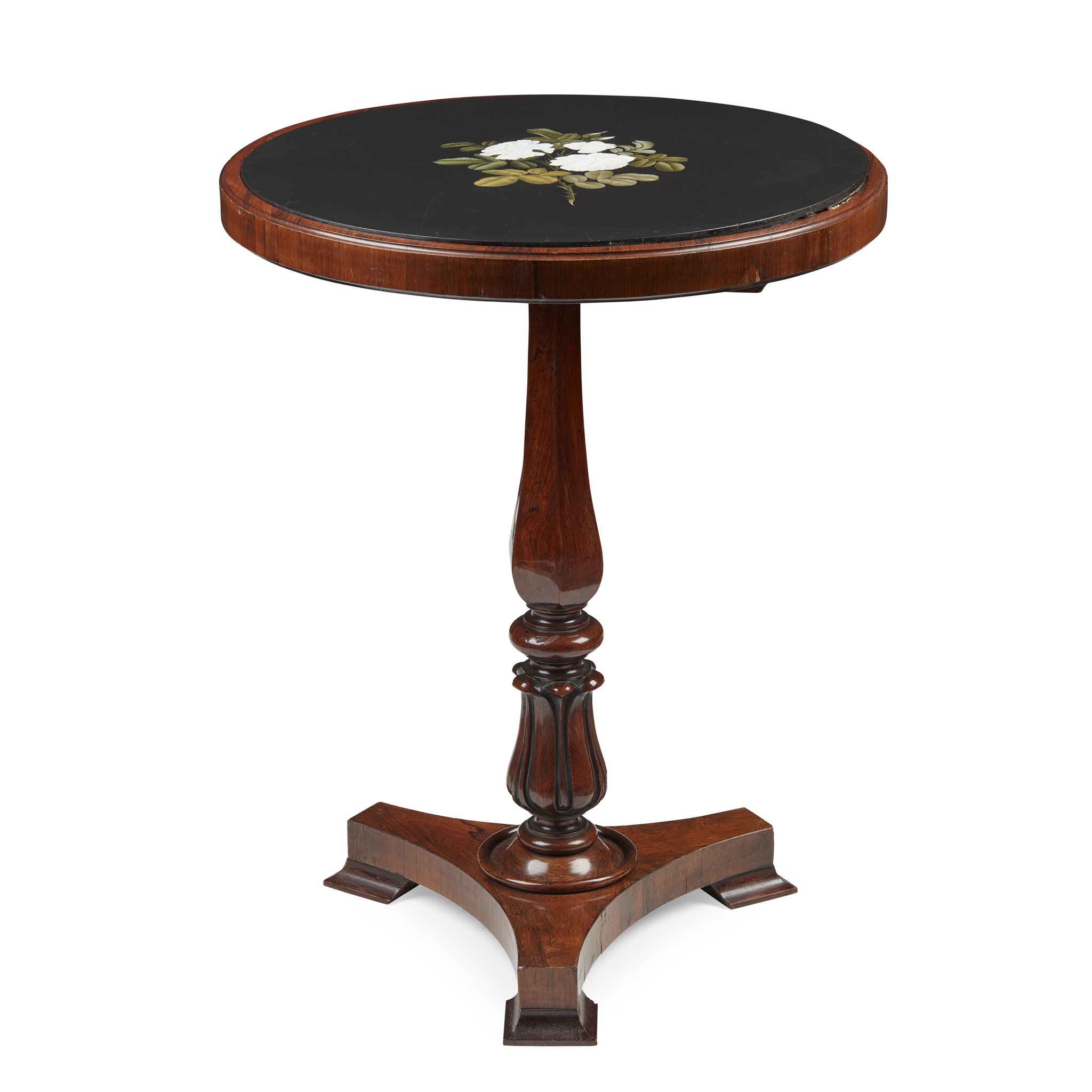 VICTORIAN DERBYSHIRE PIETRA DURA AND ROSEWOOD OCCASIONAL TABLE