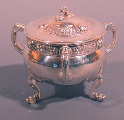 An Irish silver three-handled bowl and cover