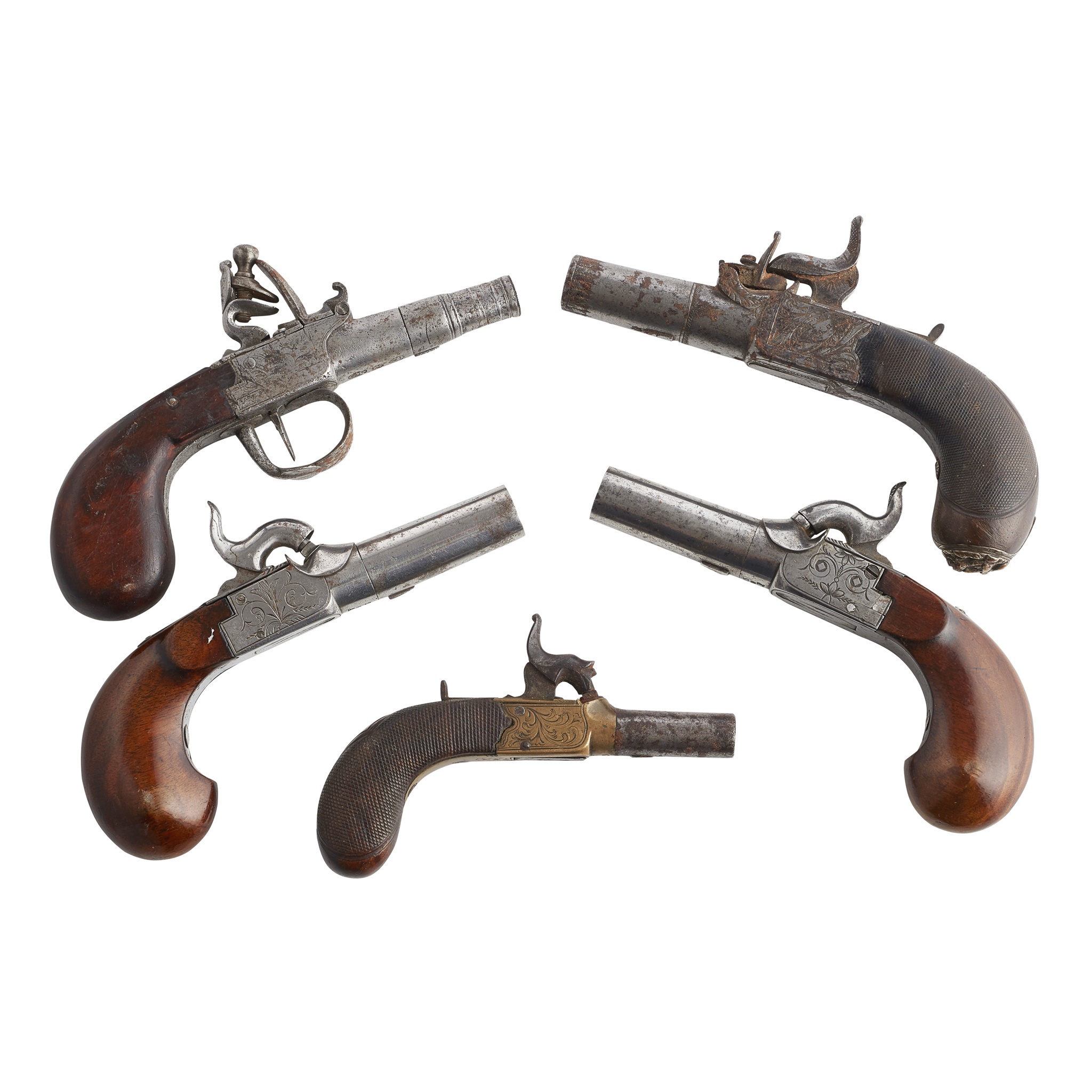 PAIR OF CONTINENTAL PERCUSSION BOX-LOCK POCKET PISTOLS