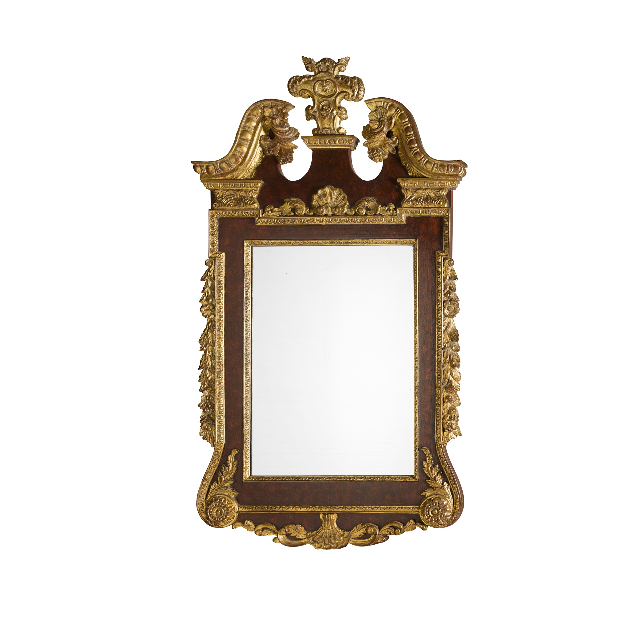 GEORGIAN STYLE STAINED MAHOGANY AND GILTWOOD MIRROR