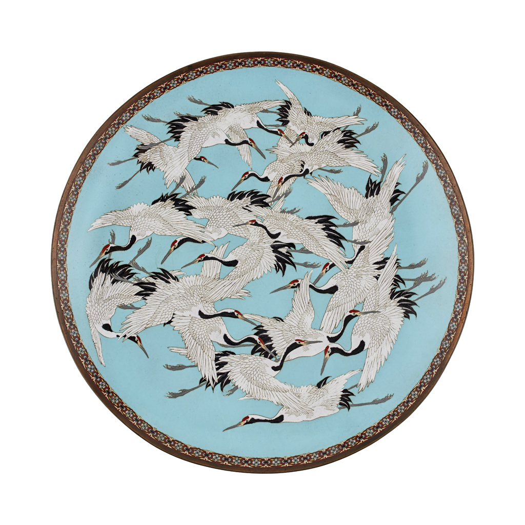 CLOISONNÉ ENAMEL 'CRANES' CHARGER