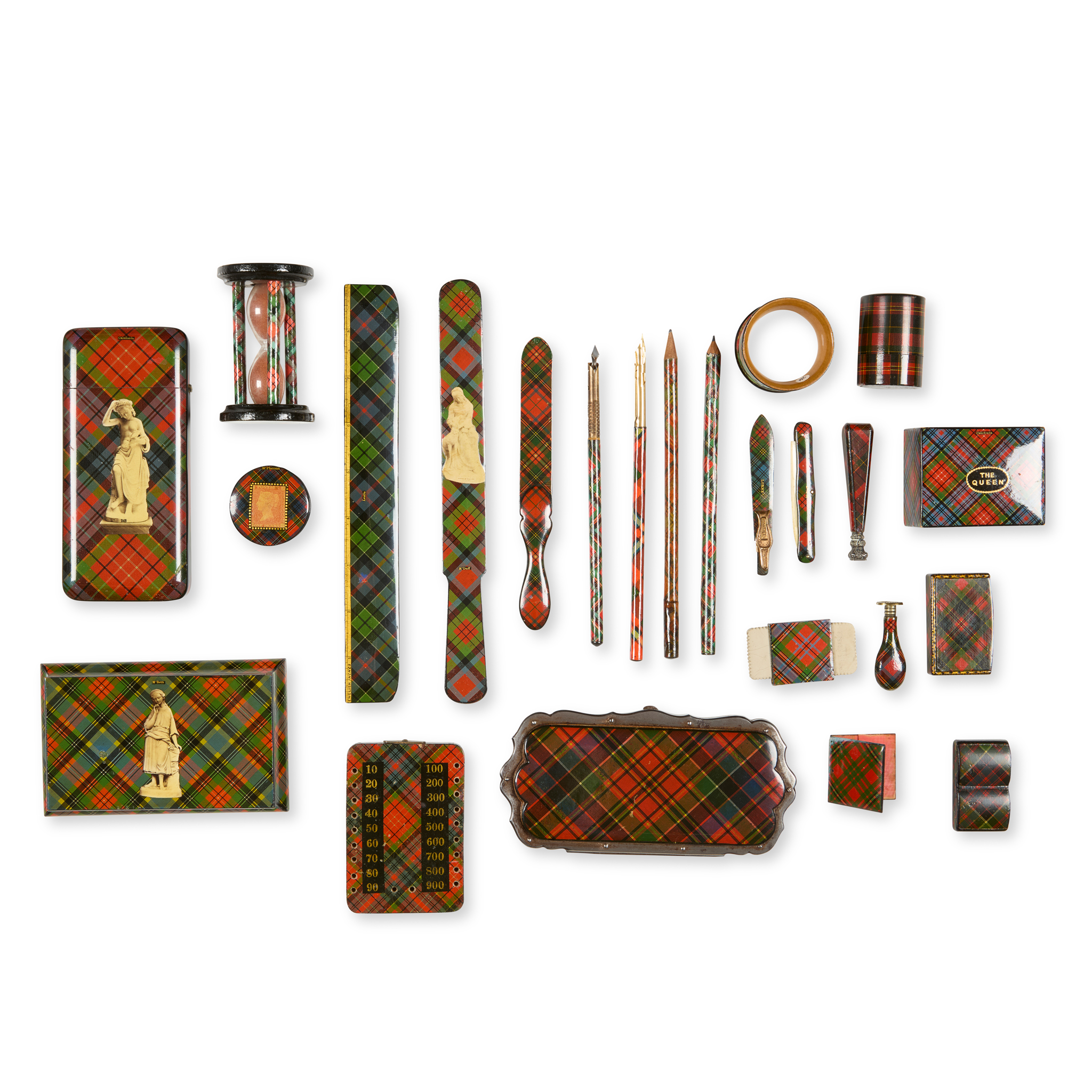 A COLLECTION OF TARTANWARE INCLUDING DESK ITEMS