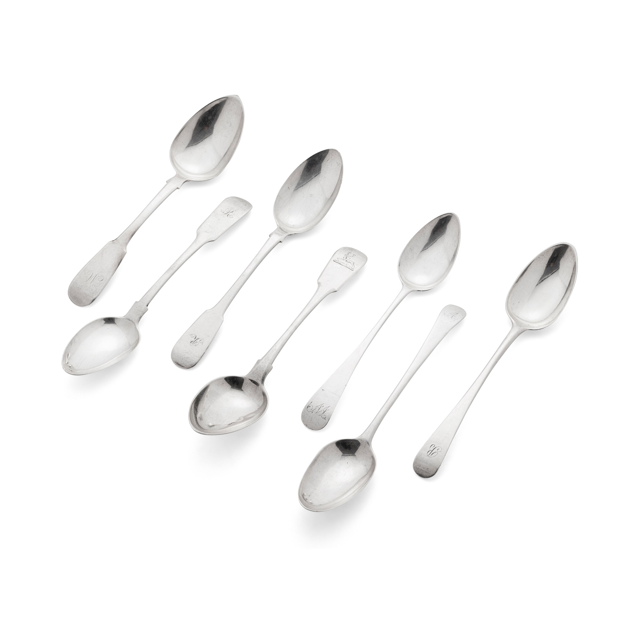 ABERDEEN - A COLLECTION OF SEVEN SCOTTISH PROVINCIAL DESSERT SPOONS
