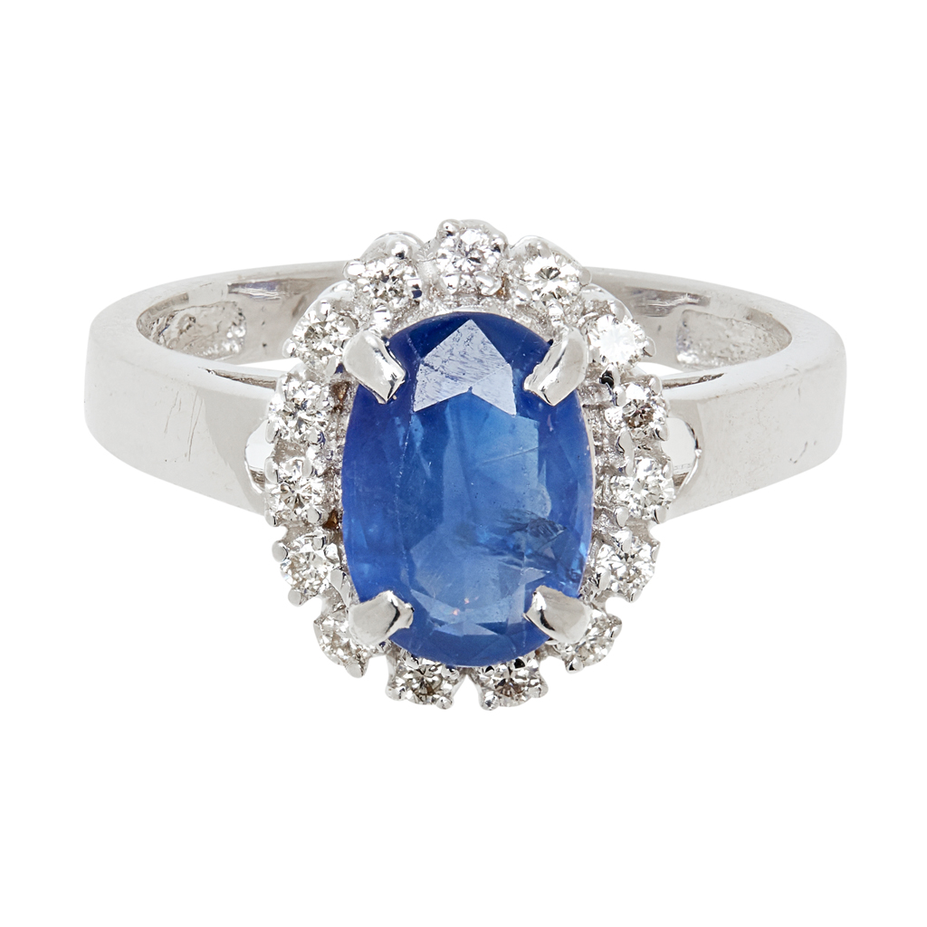 A sapphire and diamond cluster ring