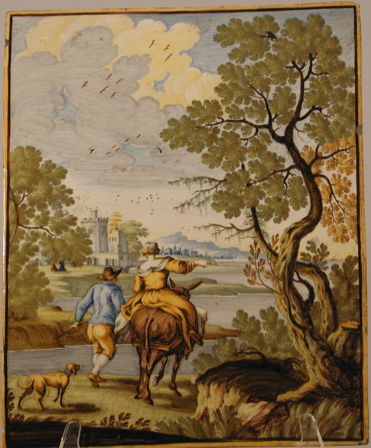 A Castelli rectangular Majolica plaque