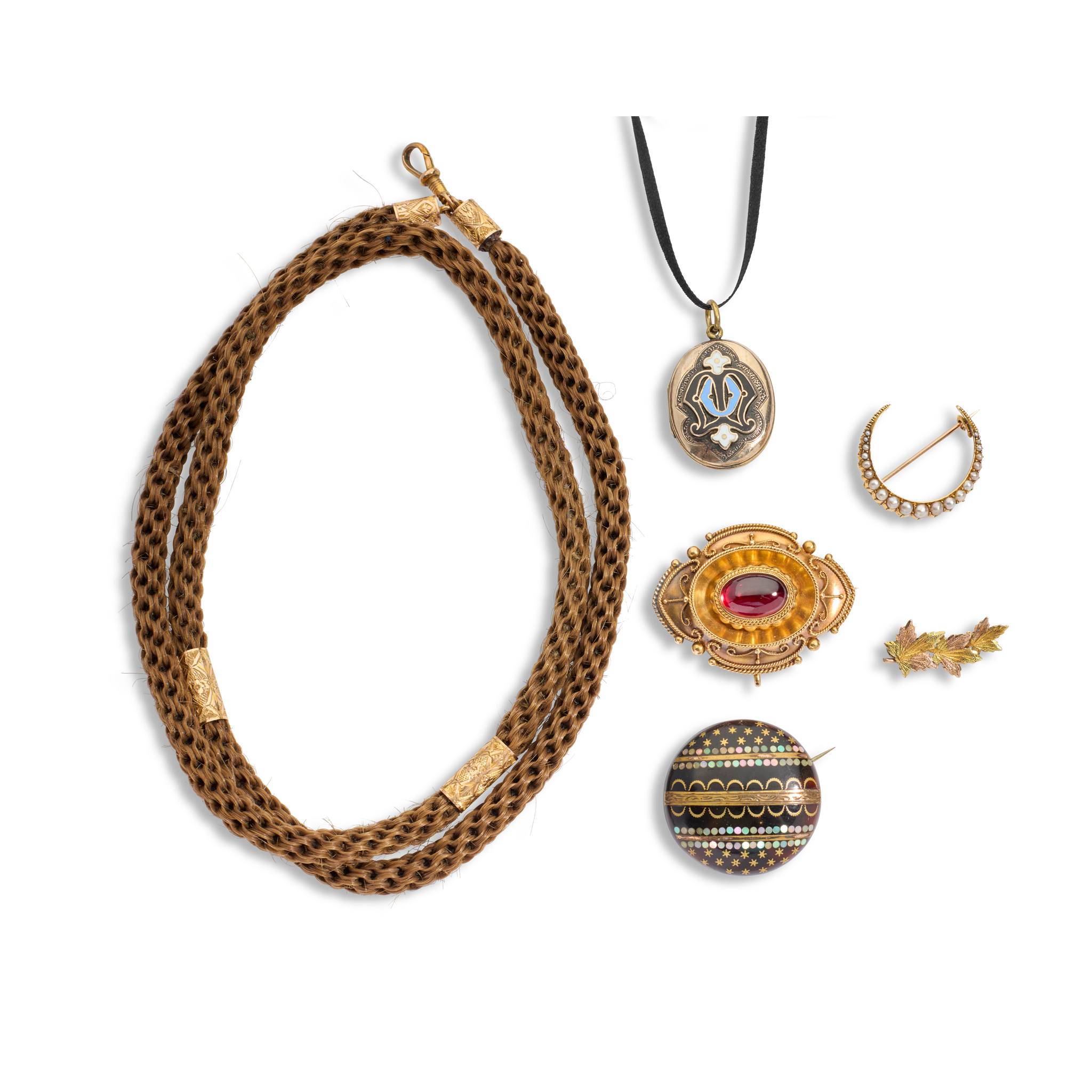 A collection of Victorian lockets and brooches