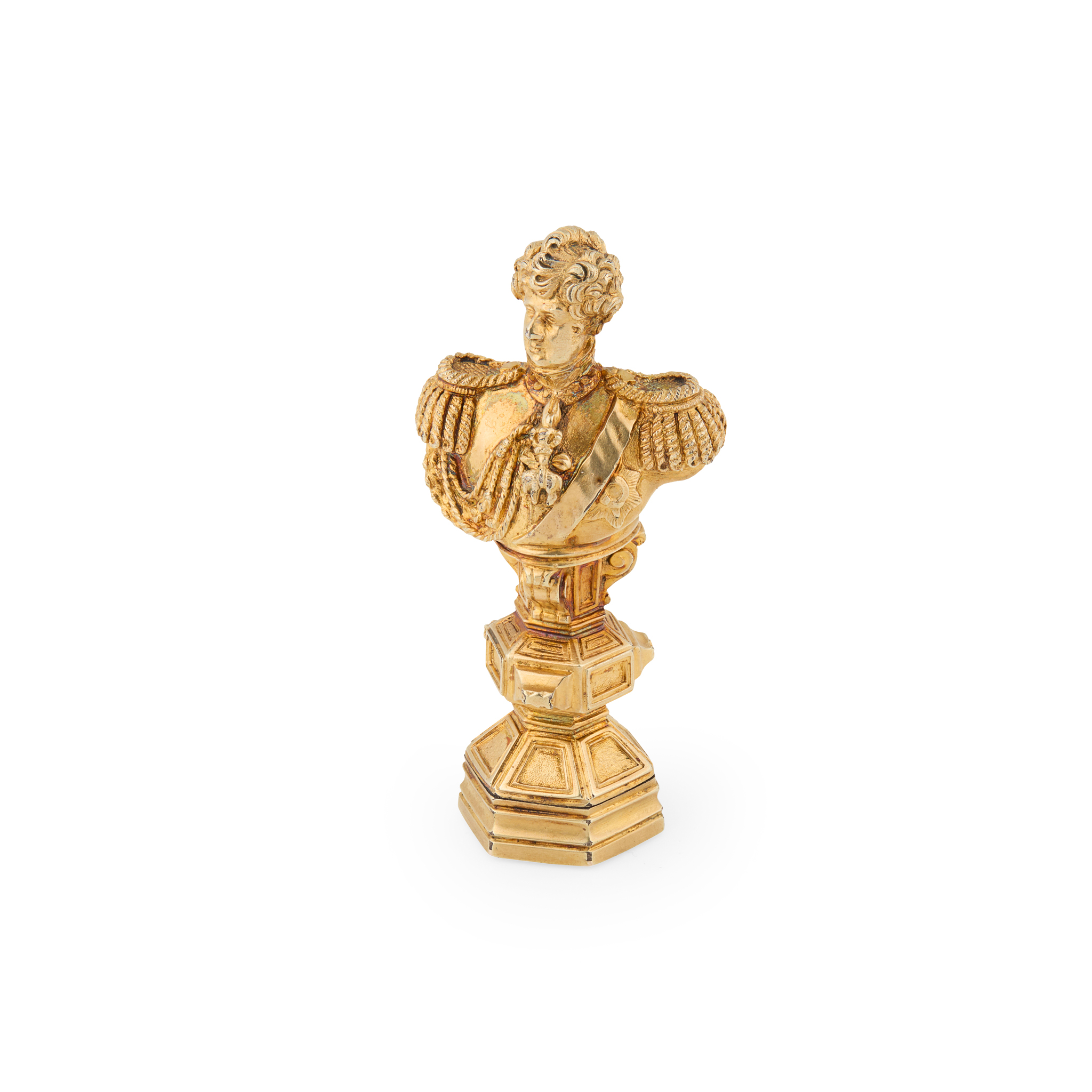 A FINE EARLY 19TH CENTURY SILVER GILT DESK SEAL