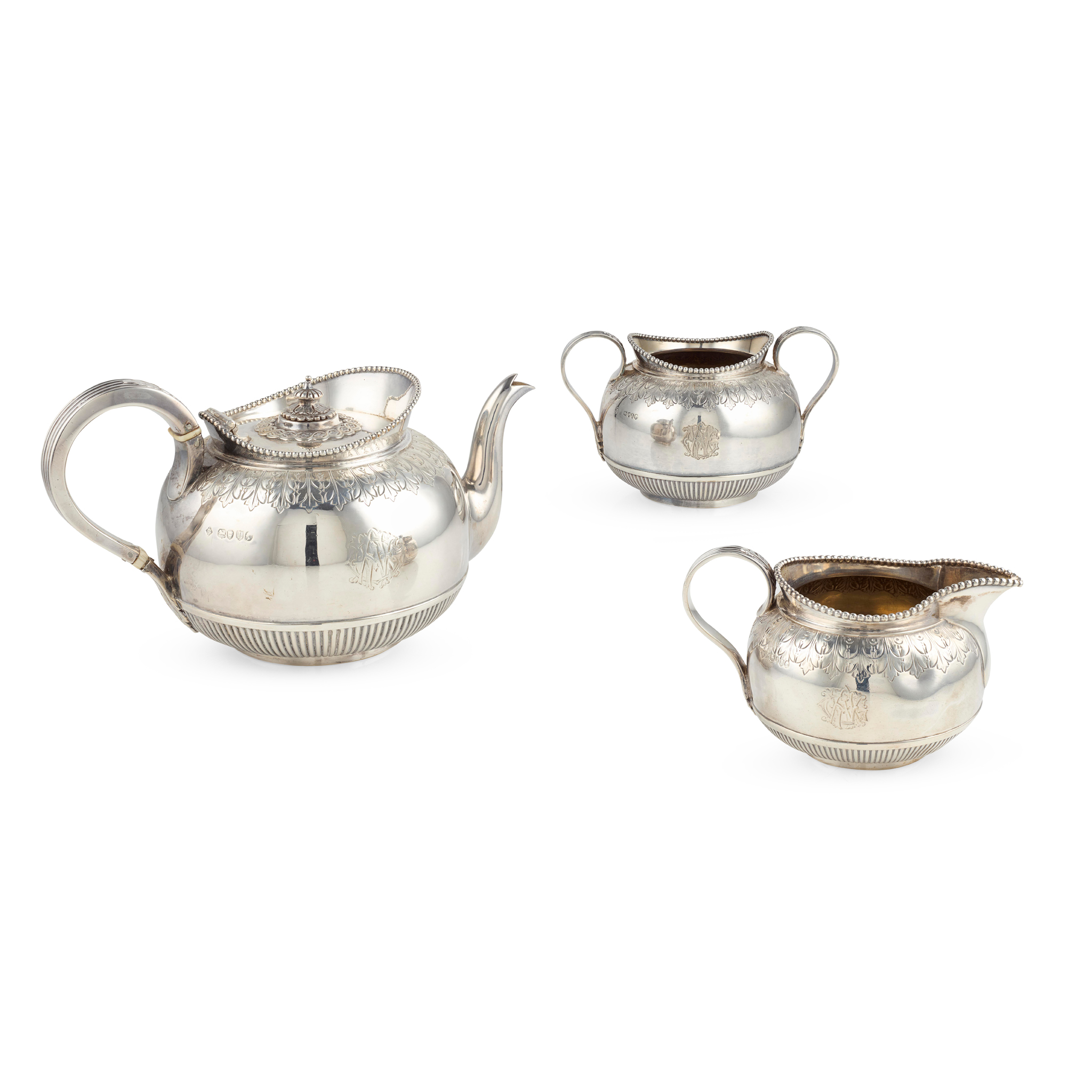 A VICTORIAN THREE PIECE TEA SERVICE