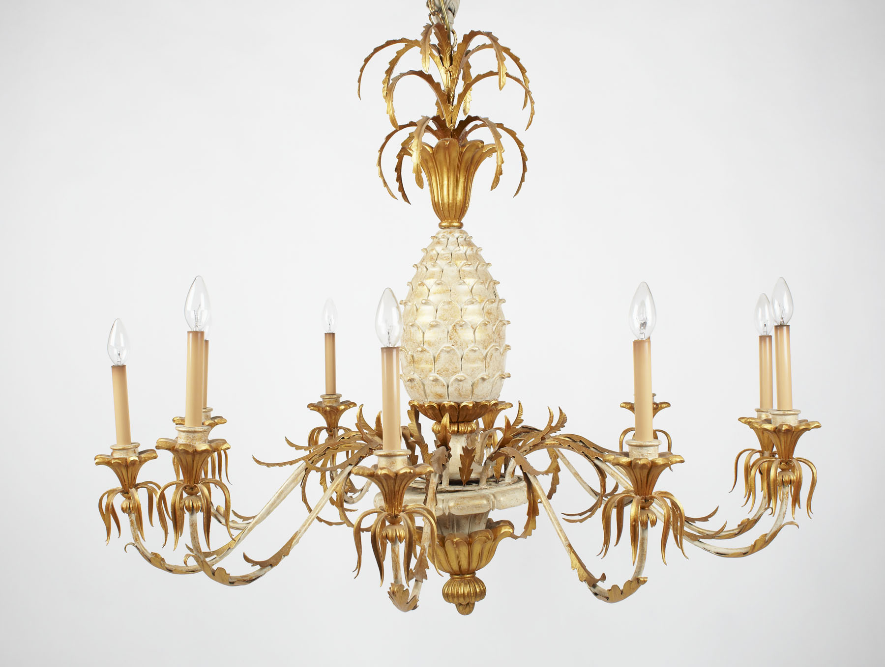 NEO-CLASSICAL STYLE PAINTED AND PARCEL GILT CHANDELIER