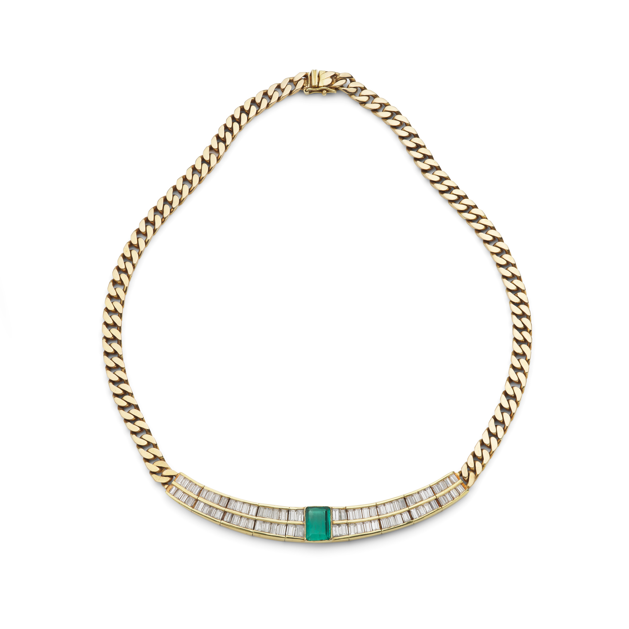 An emerald and diamond necklace