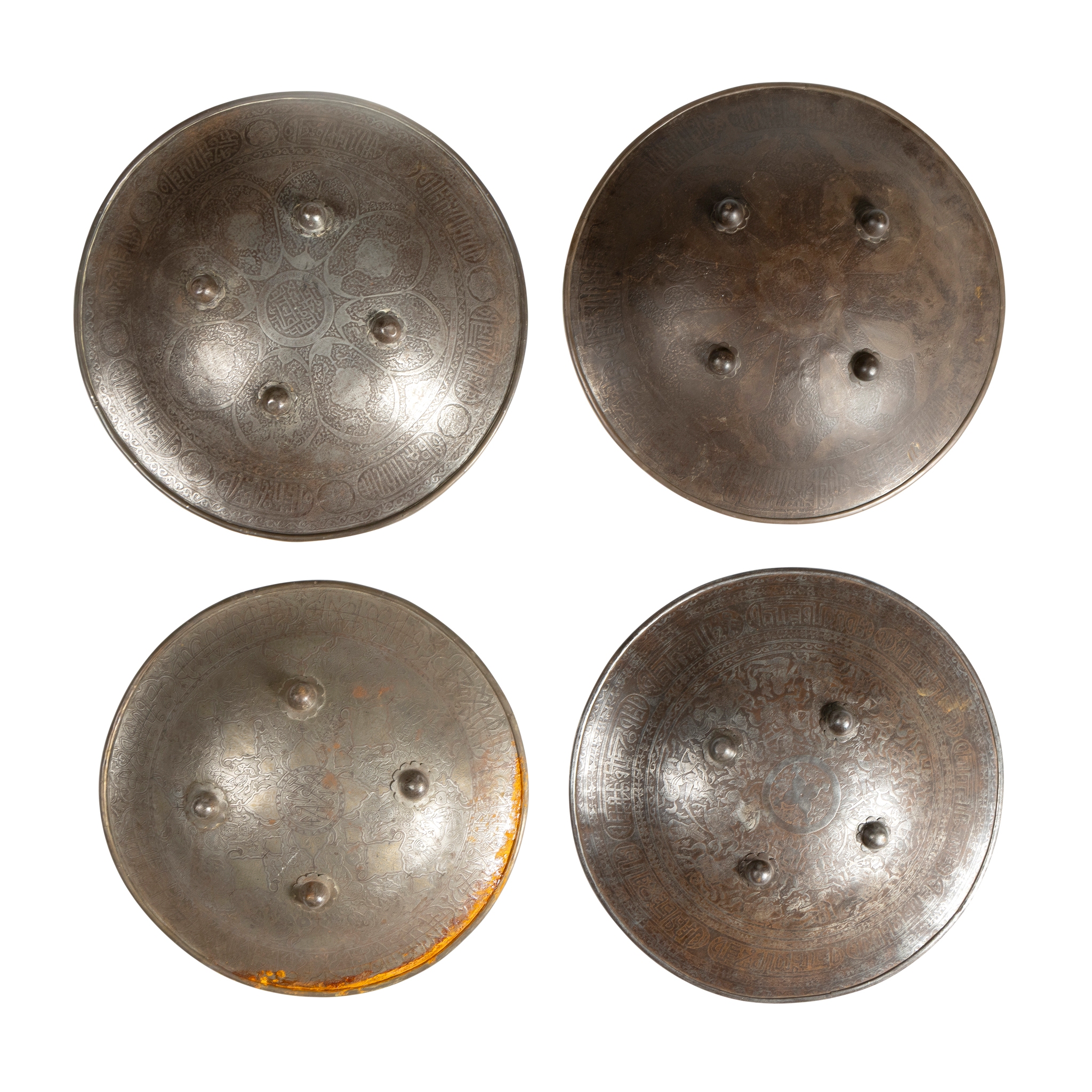 FOUR INDO-PERSIAN CIRCULAR SHIELDS (DHALS)