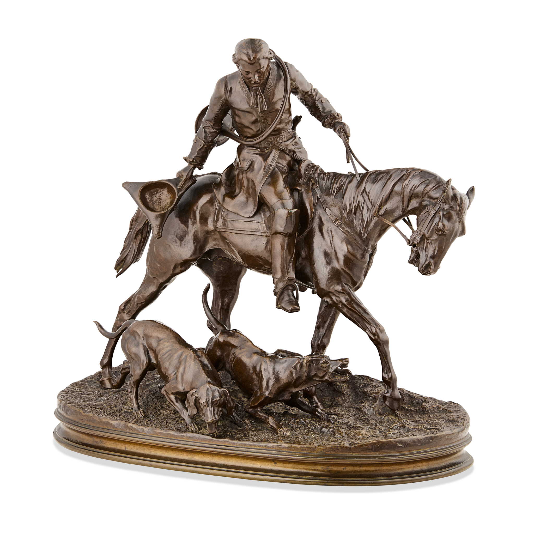 BRONZE FIGURE OF ‘VALET LE CHASSE LOUIS XV’, PIERRE-JULES MÊNE (FRENCH 1810-1879)