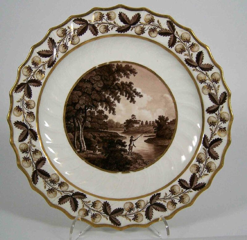 A Flight & Barr circular scalloped topographical fruit plate depicting Friar's Carse, Dumfries-shire, circa 1795