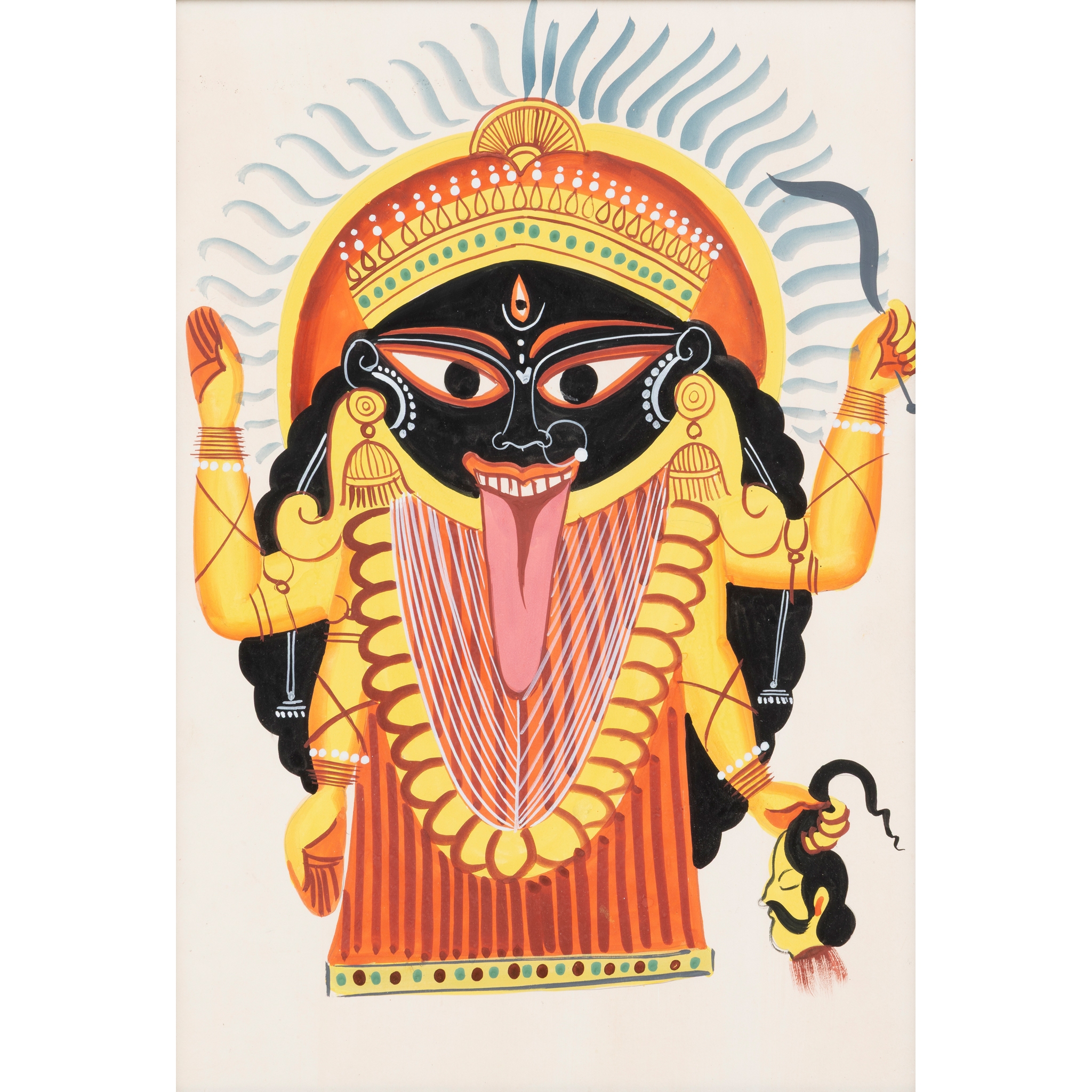 A KHALIGHAT PAINTING OF KALI