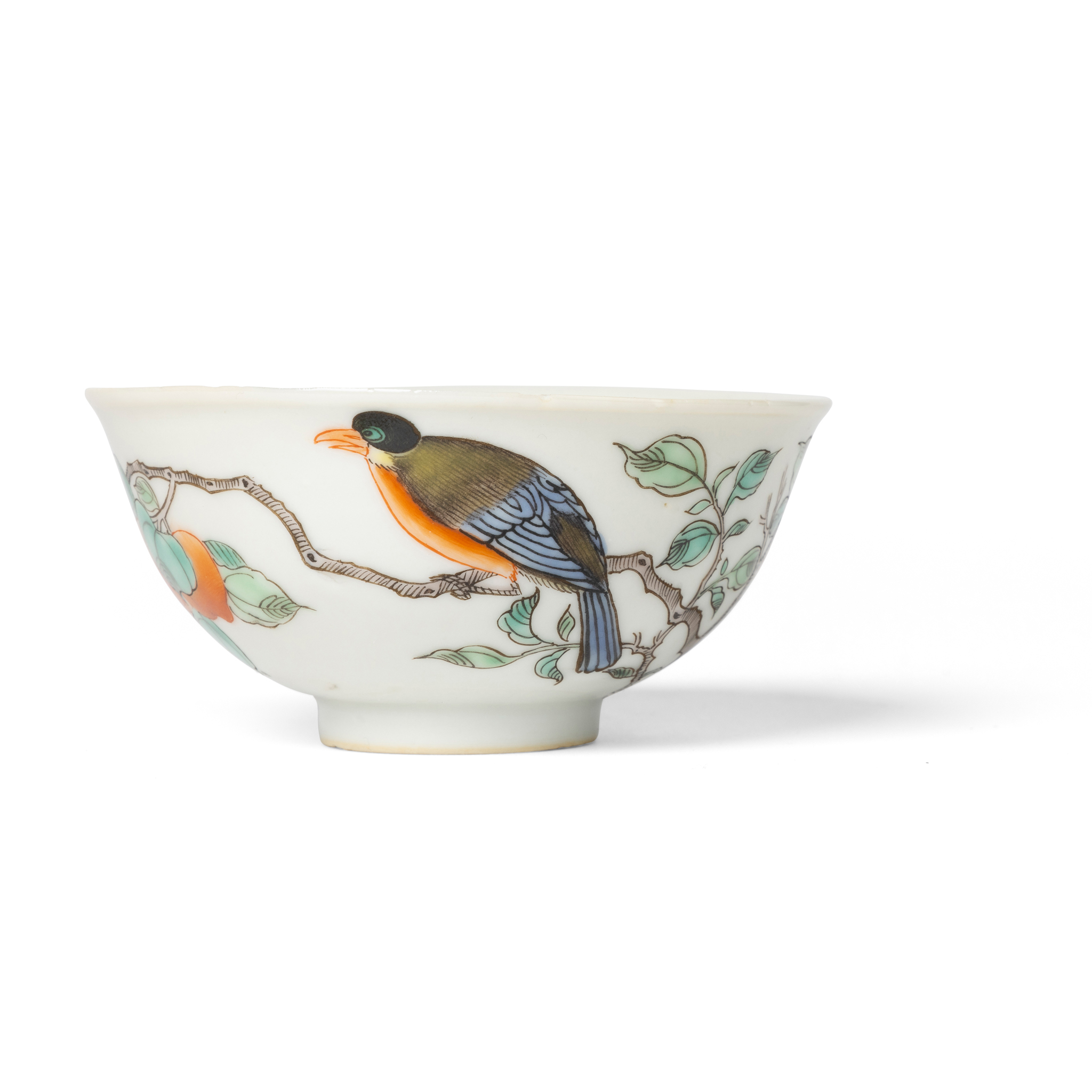 CHINESE FAMILLE ROSE 'BIRD AND PEACH' CUP