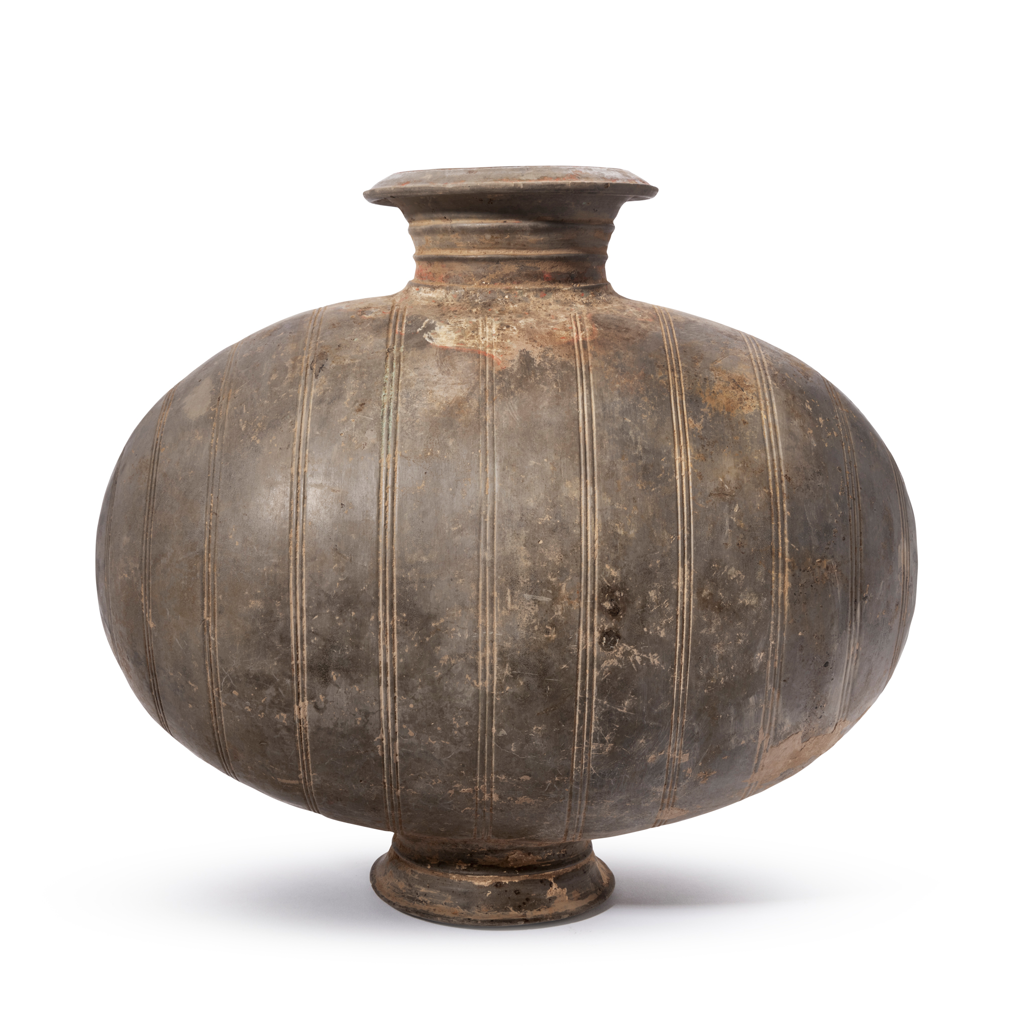 LARGE CHINESE GREY POTTERY COCOON JAR