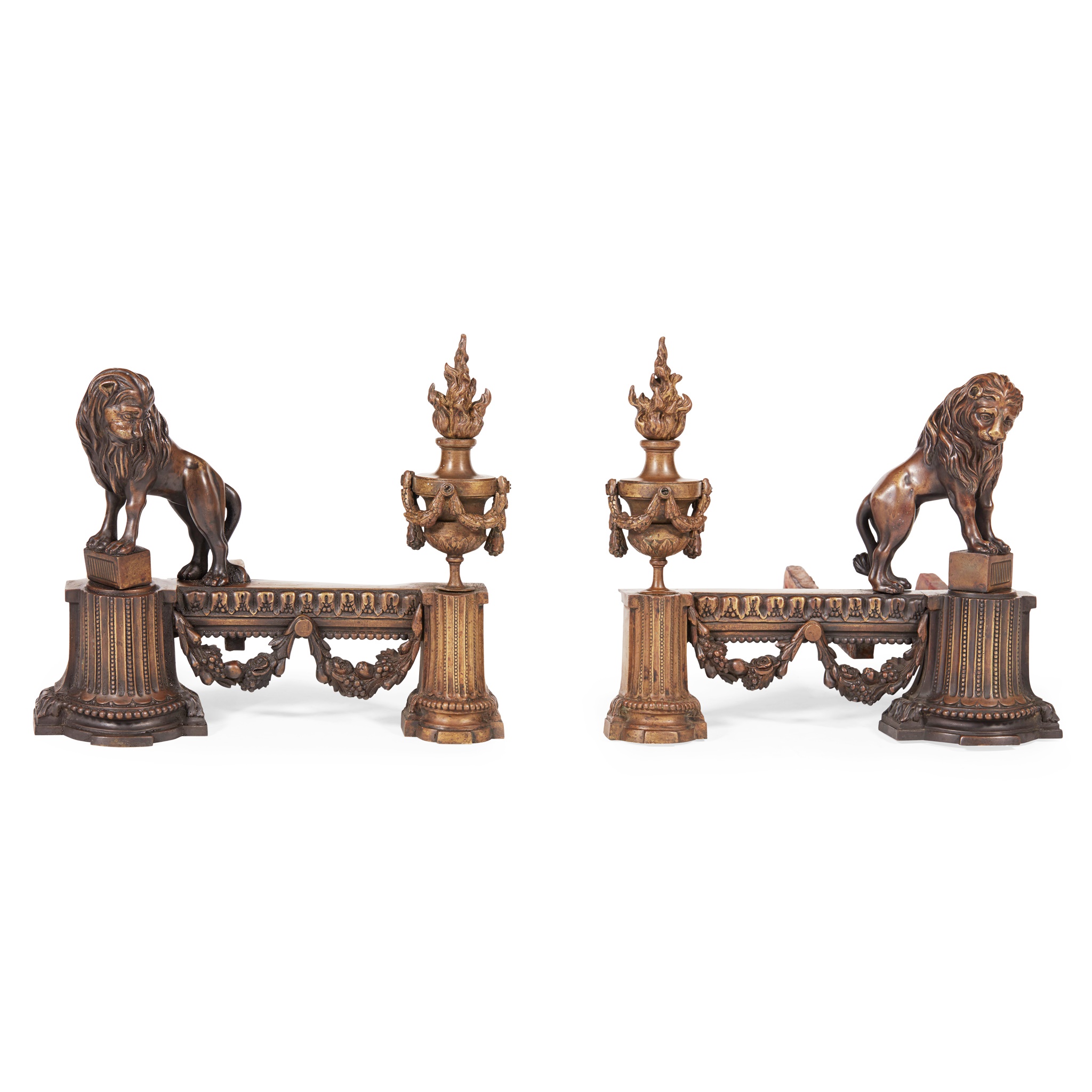 PAIR OF BRONZE FIRE IRONS