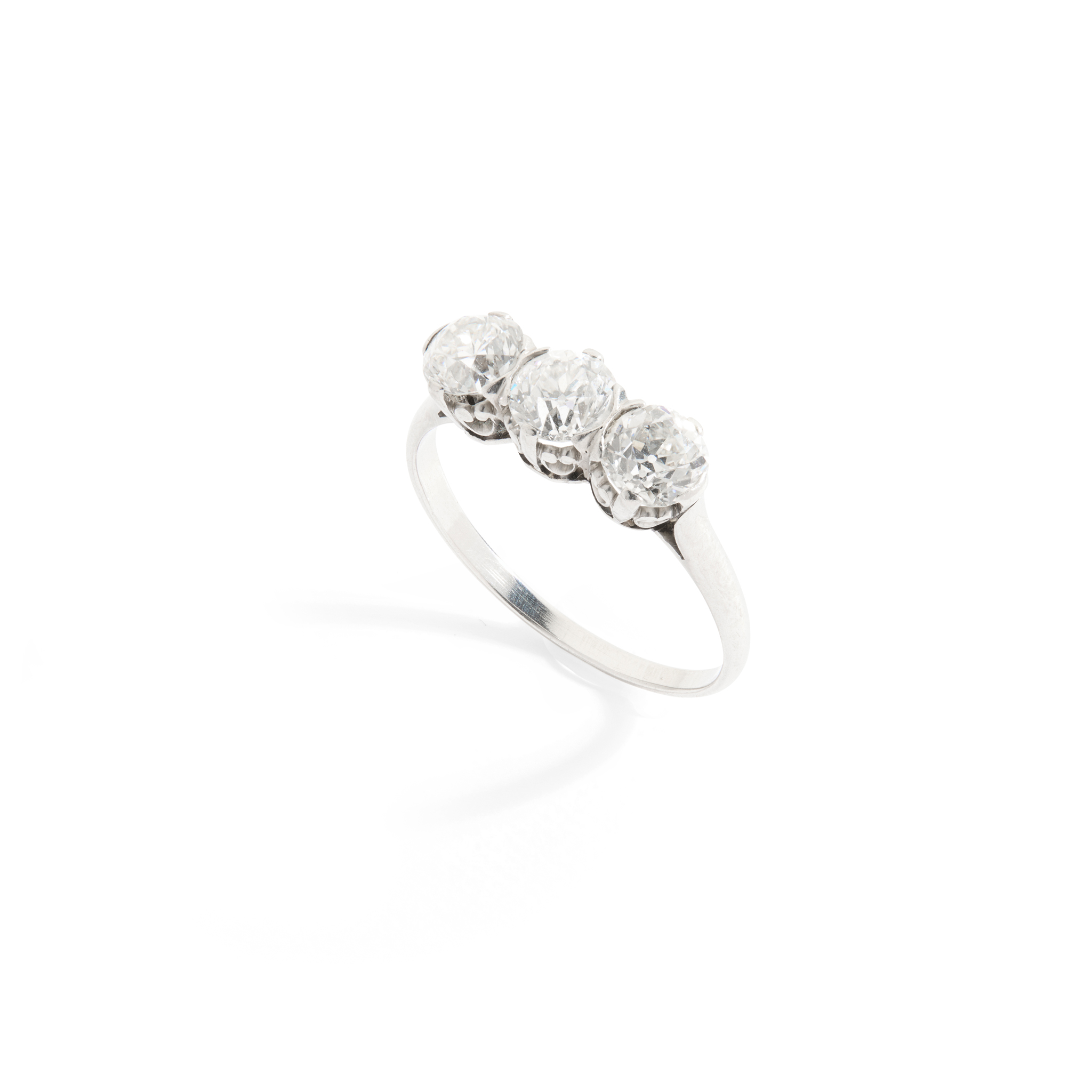 A diamond three-stone ring