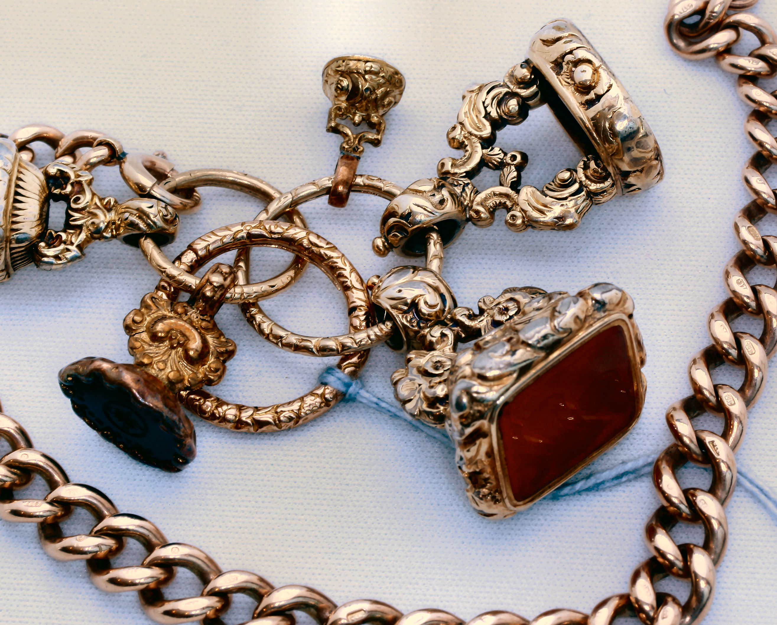 A 9ct gold curb link Albert chain,