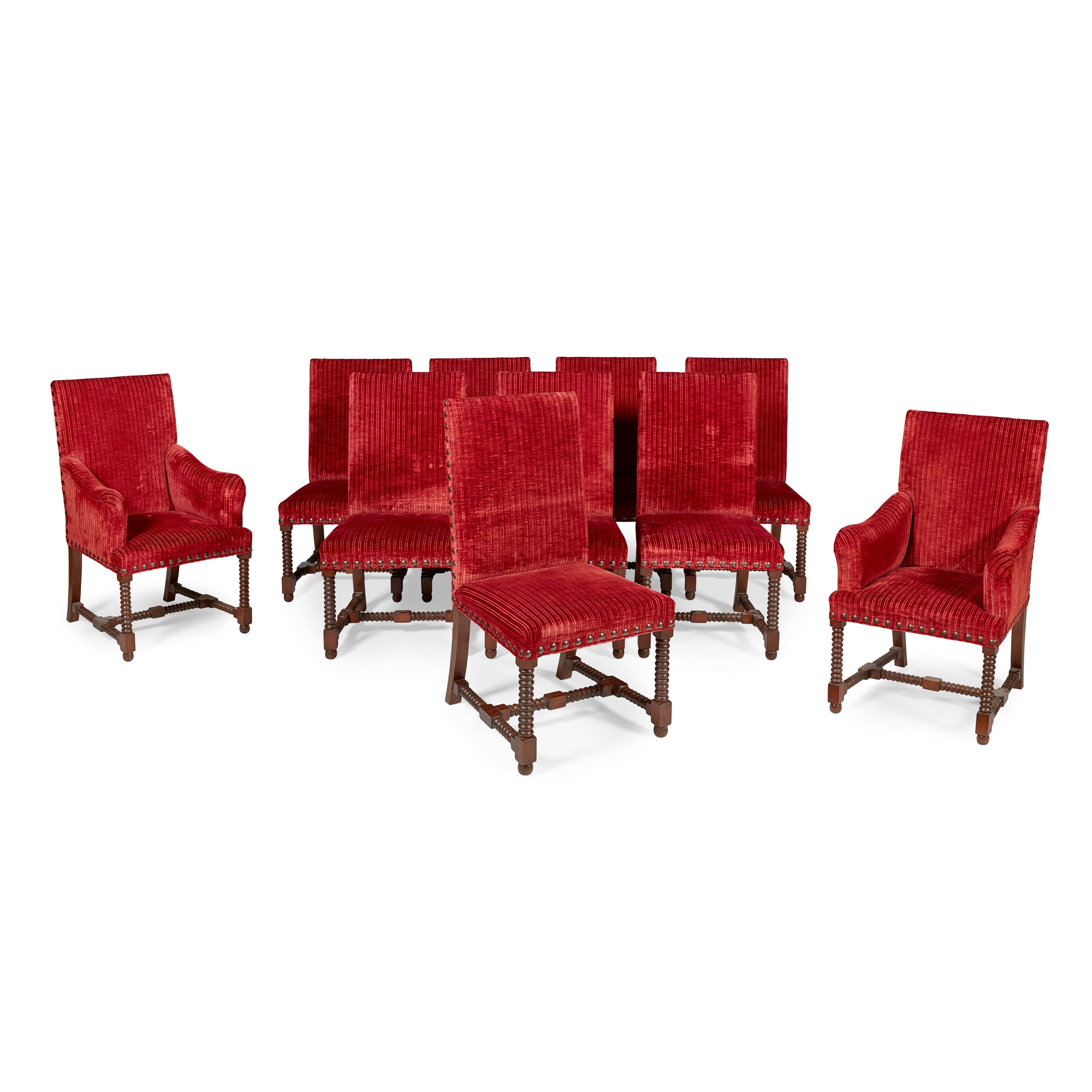 SET OF TEN WILLIAM AND MARY STYLE DINING CHAIRS