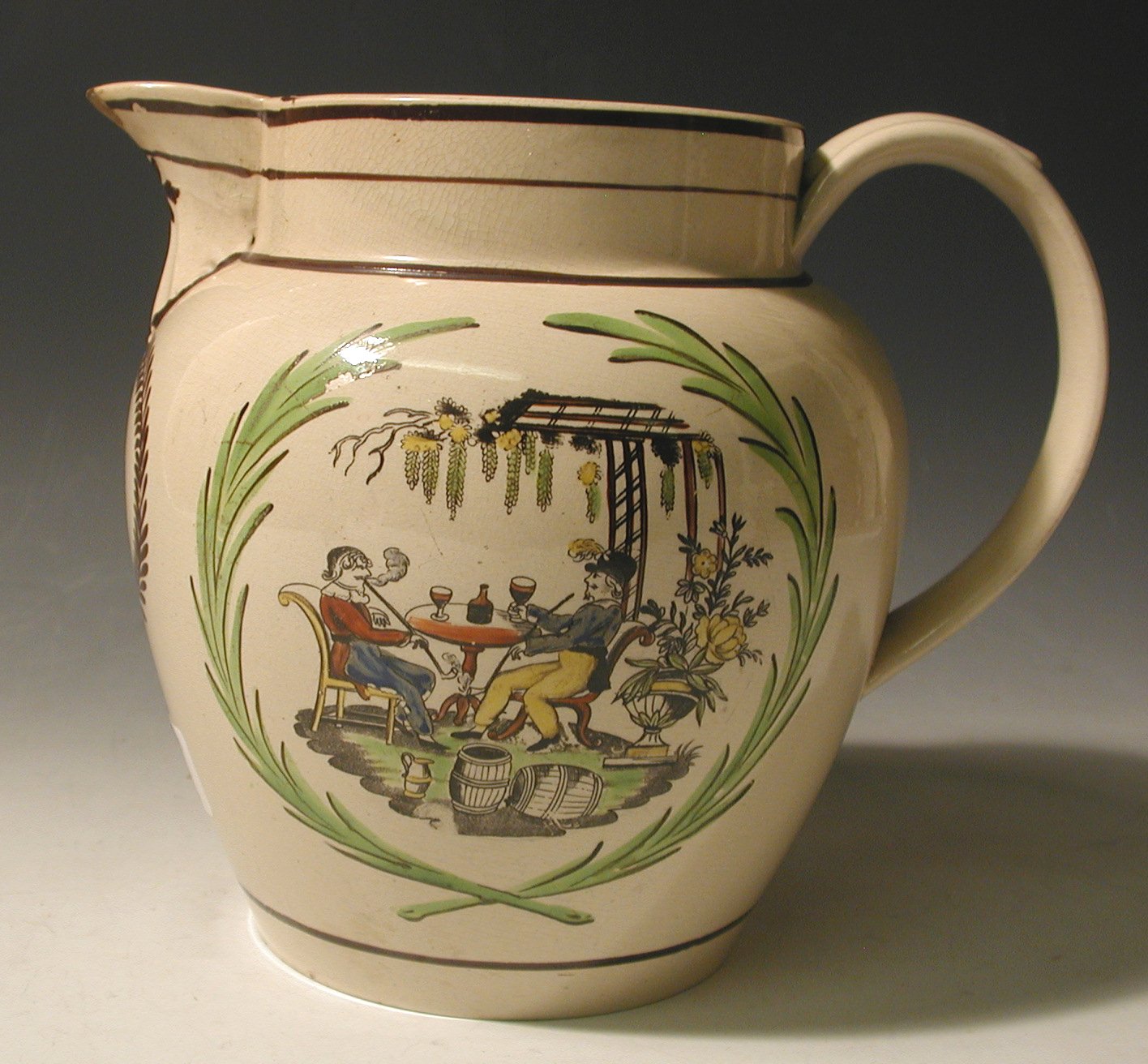 A Staffordshire creamware jug, 19th century,