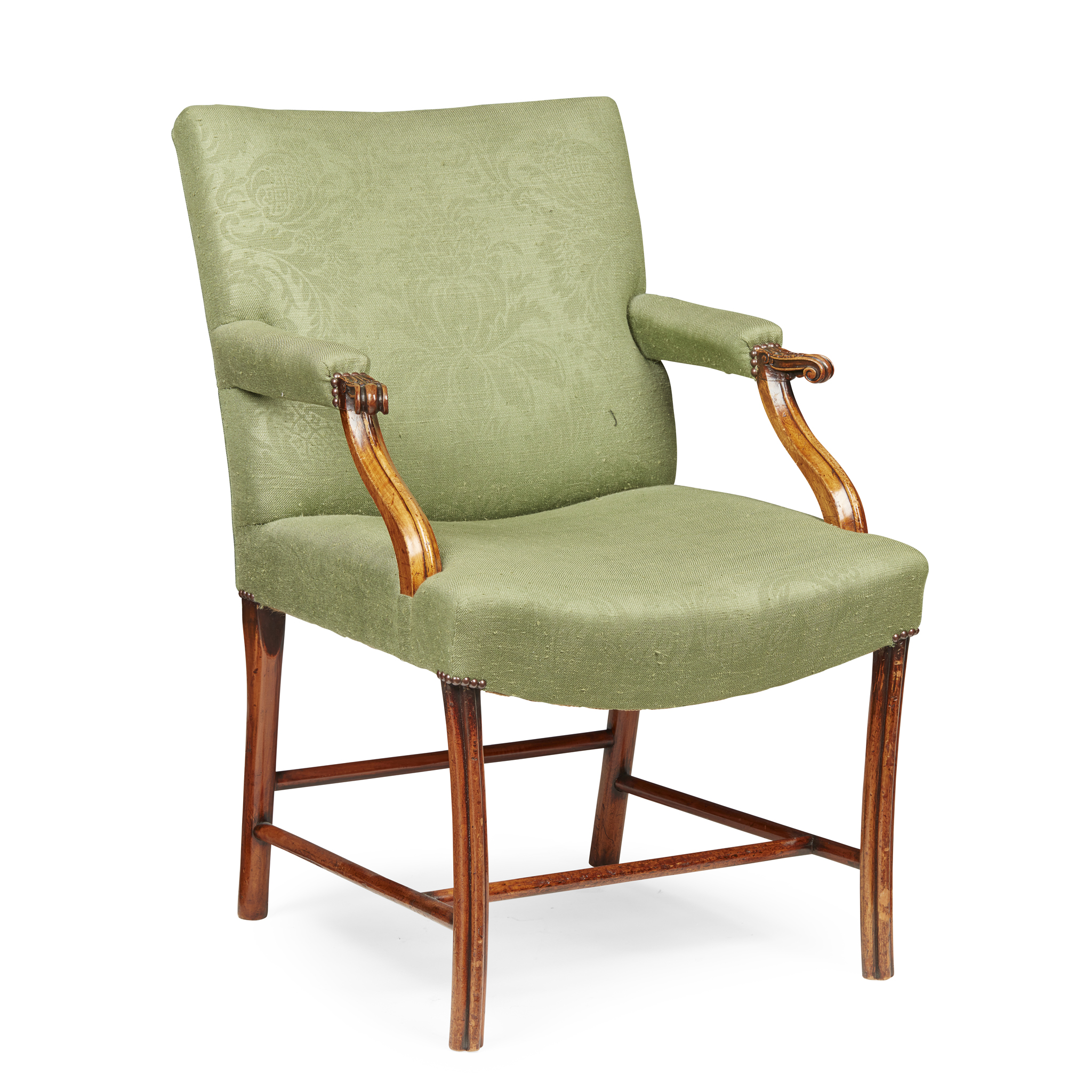 SCOTTISH GEORGE III MAHOGANY 'COCKPEN' TYPE LIBRARY ARMCHAIR
