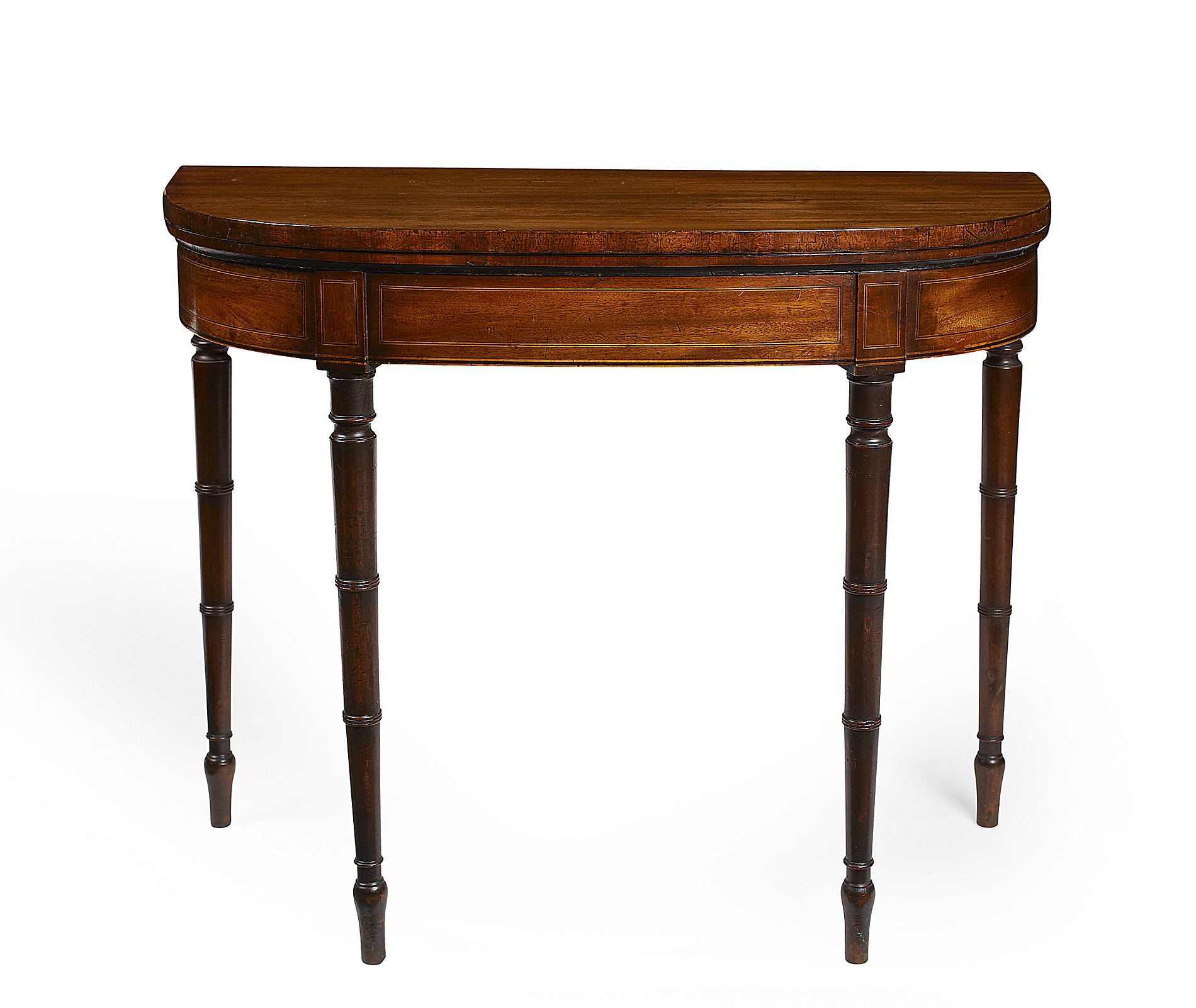 REGENCY MAHOGANY DEMI-LUNE CARD TABLE