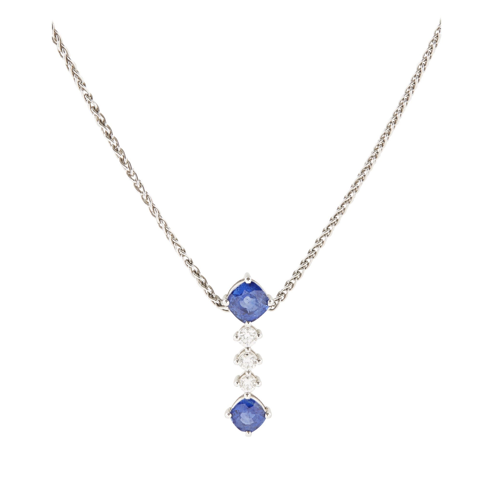 A sapphire and diamond set pendant