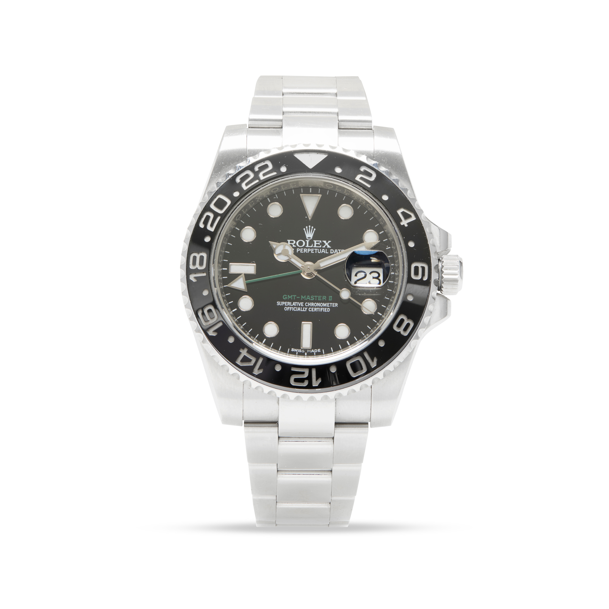 Rolex. A fine stainless steel self-winding two-time zone wristwatch
