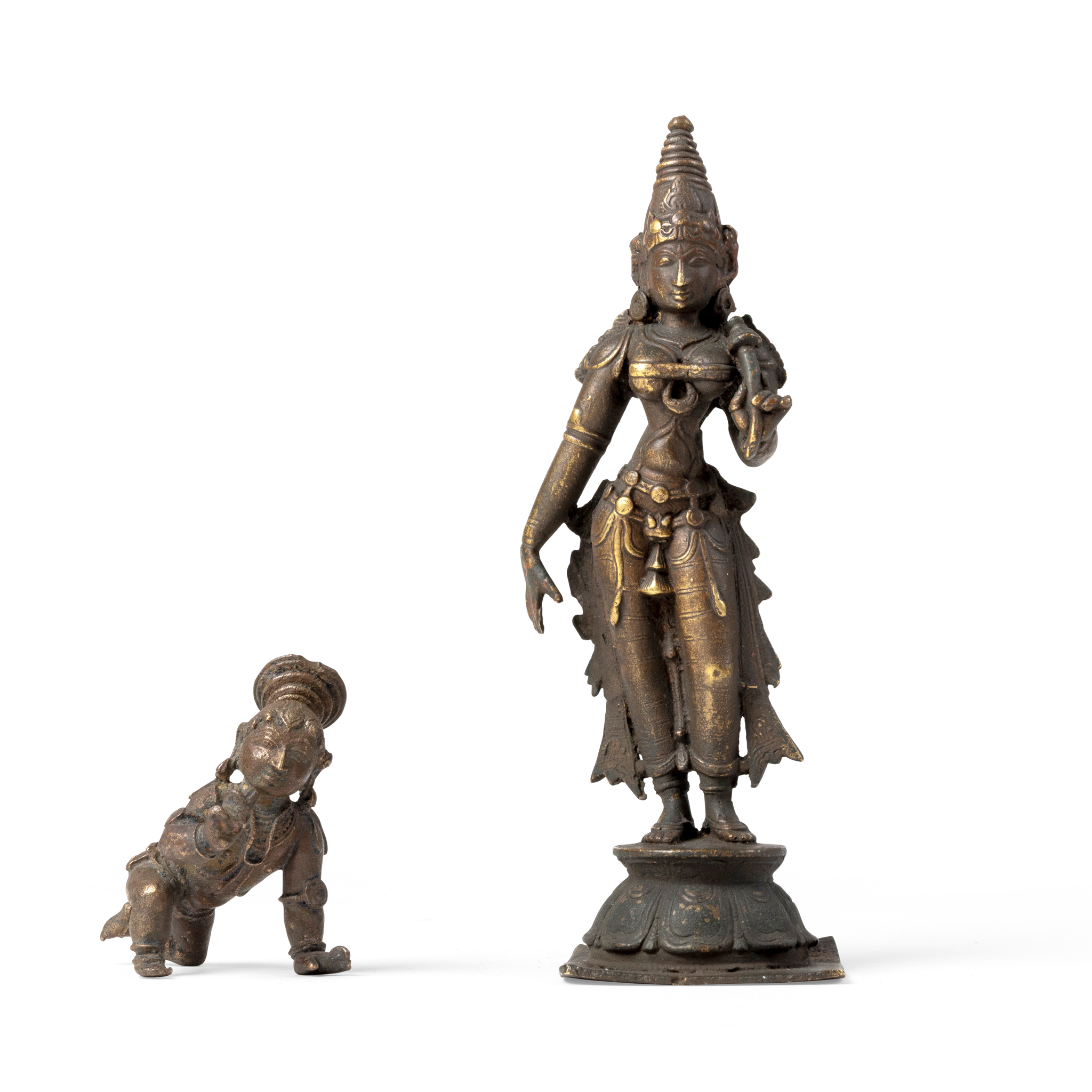 BRONZE FIGURES OF SHRI DEVI AND BALAKRISHNA