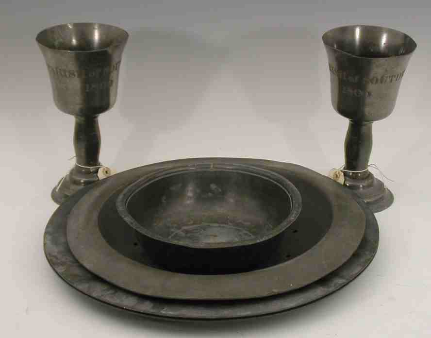 An early 19th century collection of Church pewter,