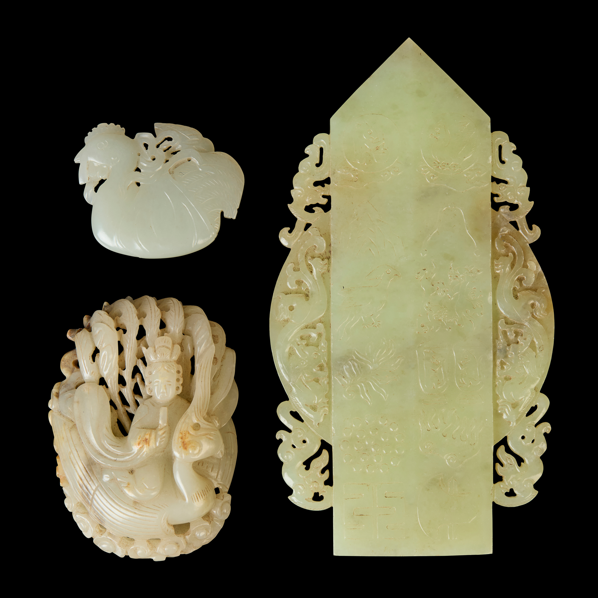 GROUP OF THREE JADE CARVINGS