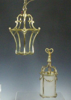 An early 20th century brass hall lantern