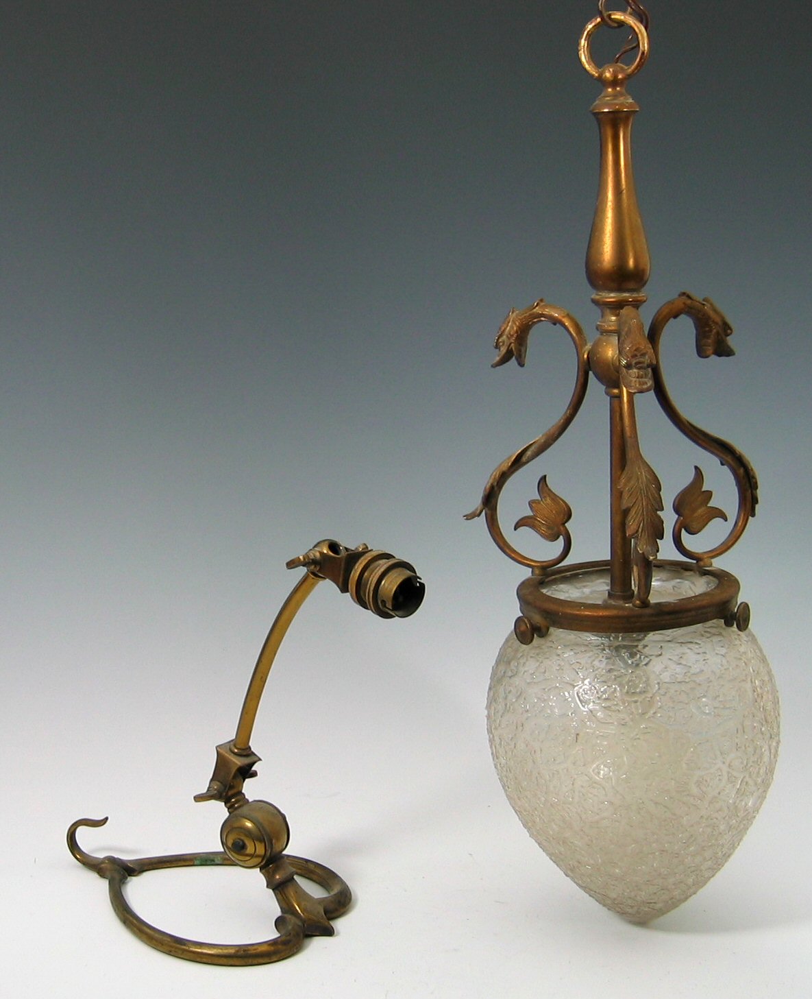 A W.A.S. Benson brass adjustable table lamp,