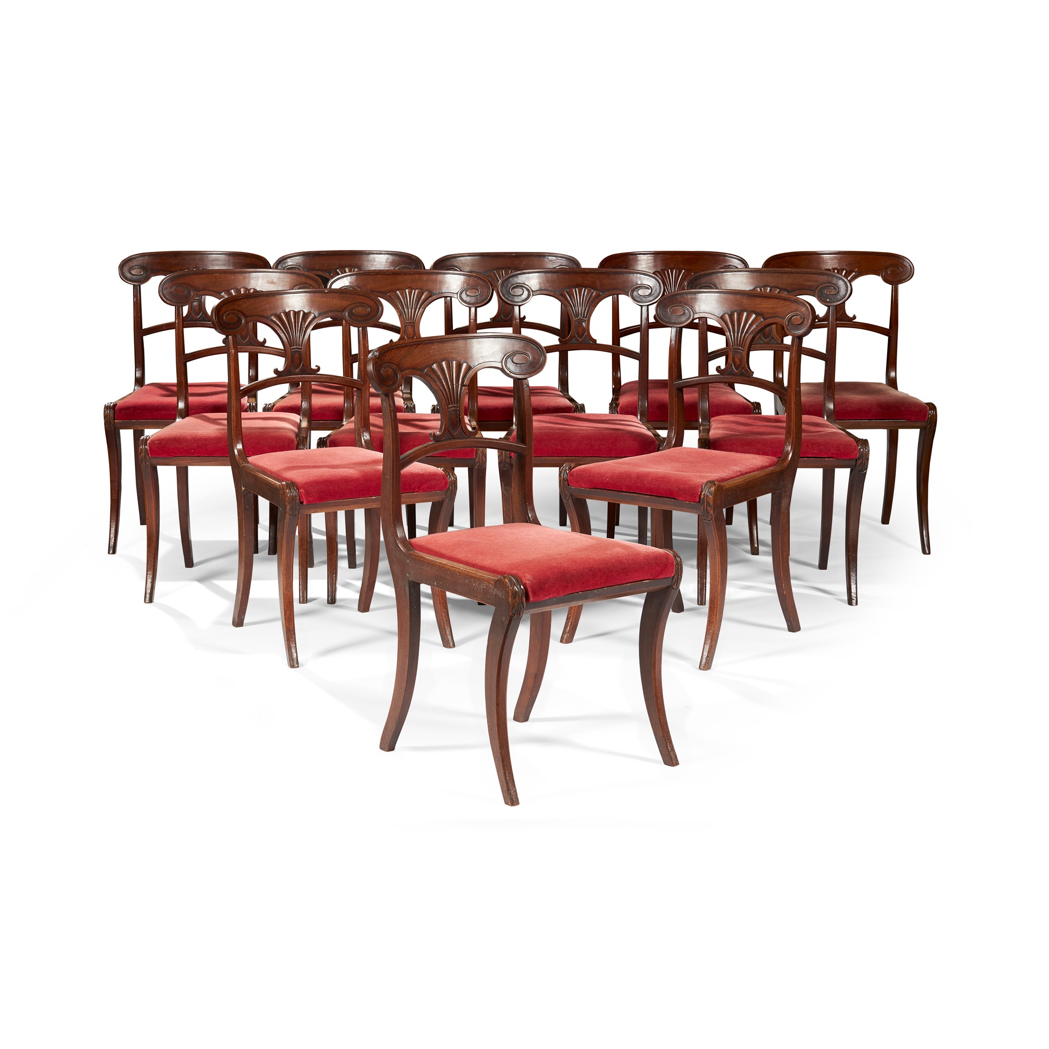 SET OF TWELVE REGENCY STYLE MAHOGANY DINING CHAIRS