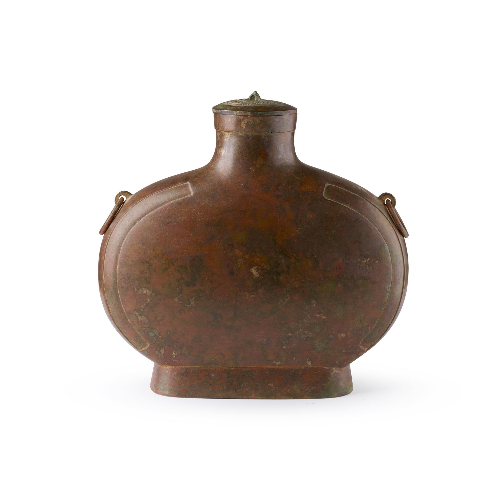 BRONZE RITUAL WINE VESSEL AND COVER, BIANHU