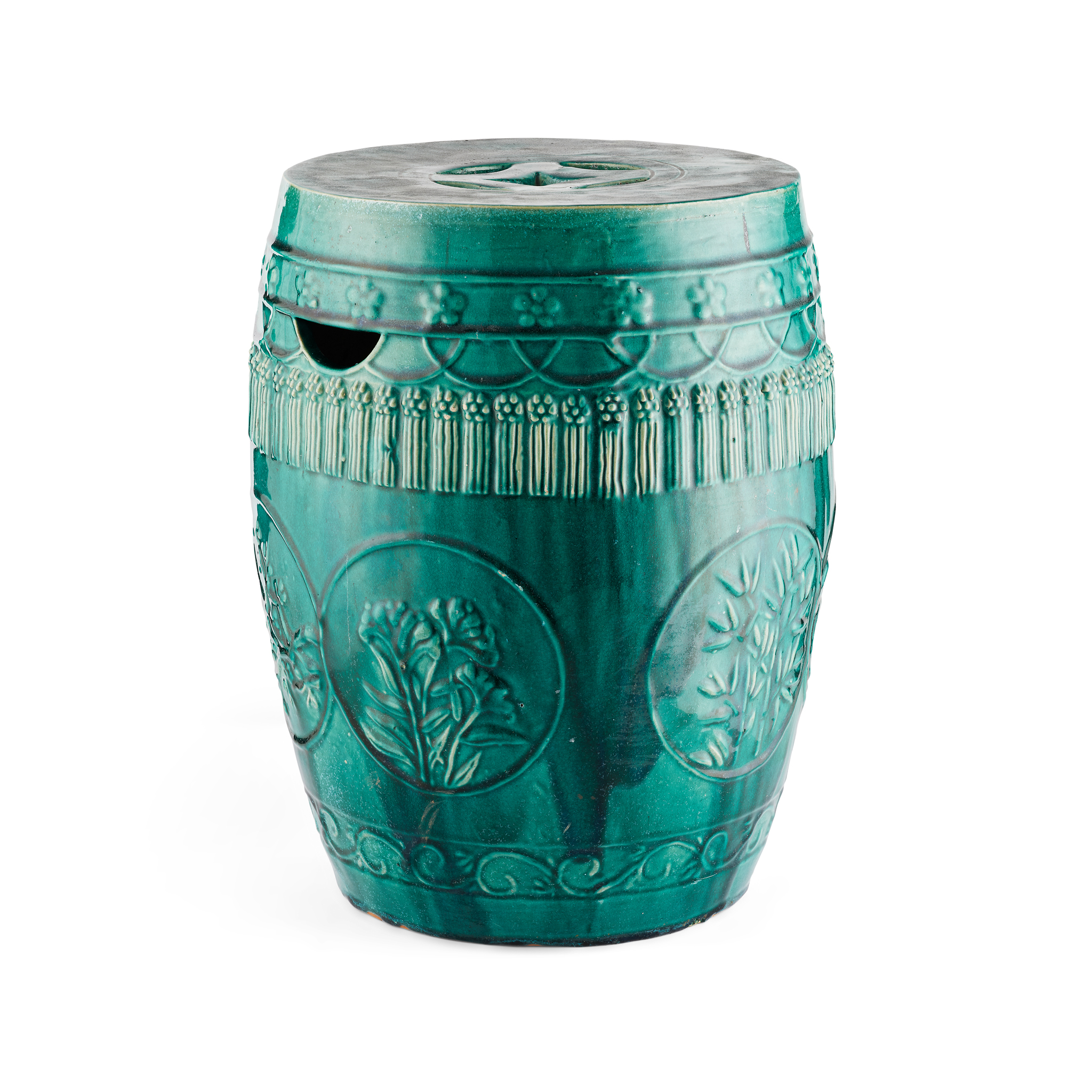 CONTINENTAL GREEN GLAZED CERAMIC GARDEN SEAT