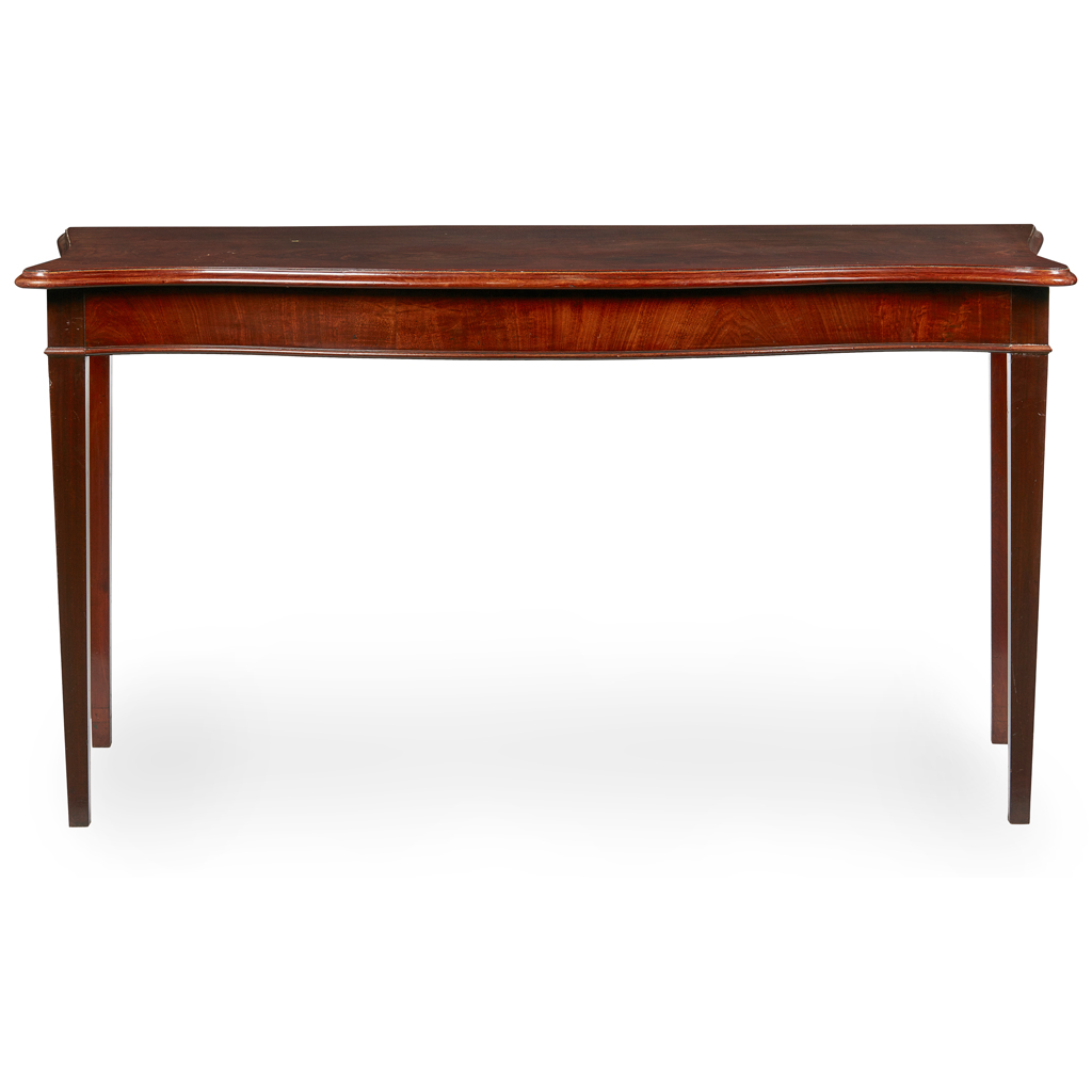 GEORGE III MAHOGANY SERPENTINE SERVING TABLE