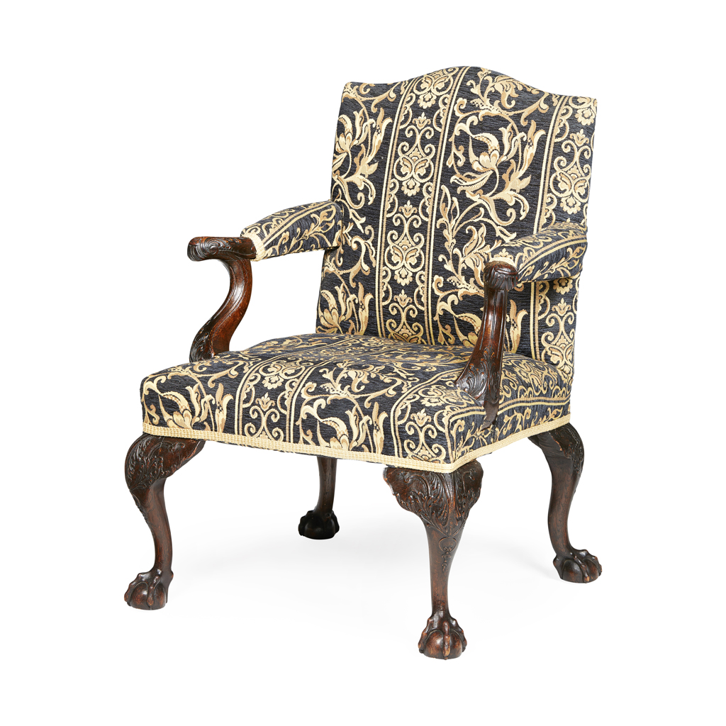 IRISH GEORGE II STYLE OAK ARMCHAIR