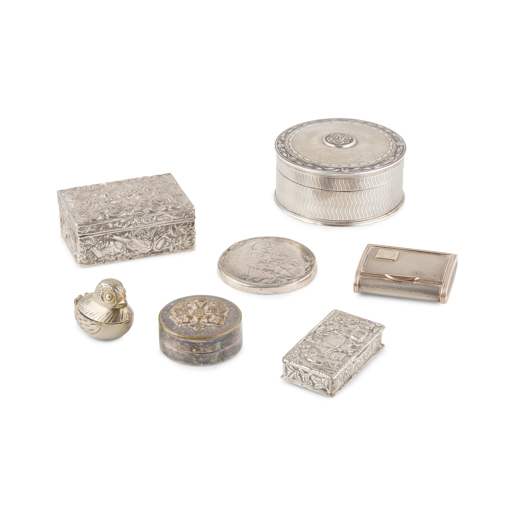COLLECTION OF SILVER TRINKET BOXES