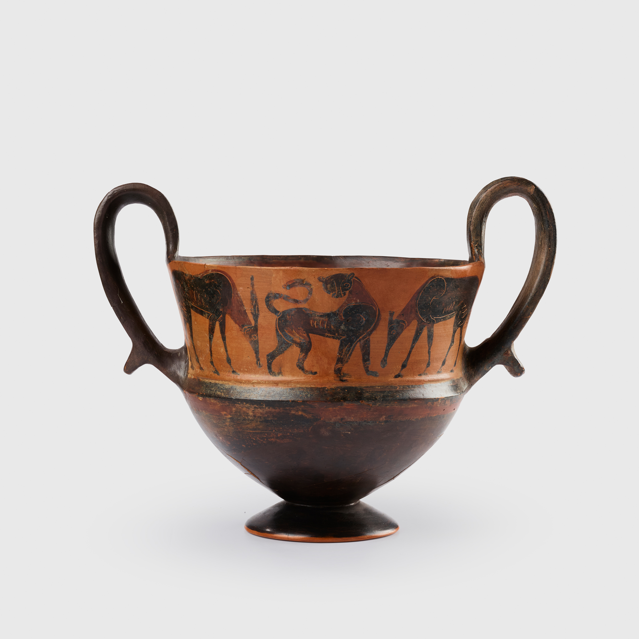 ANCIENT GREEK BOEOTIAN BLACK-FIGURE KANTHAROS