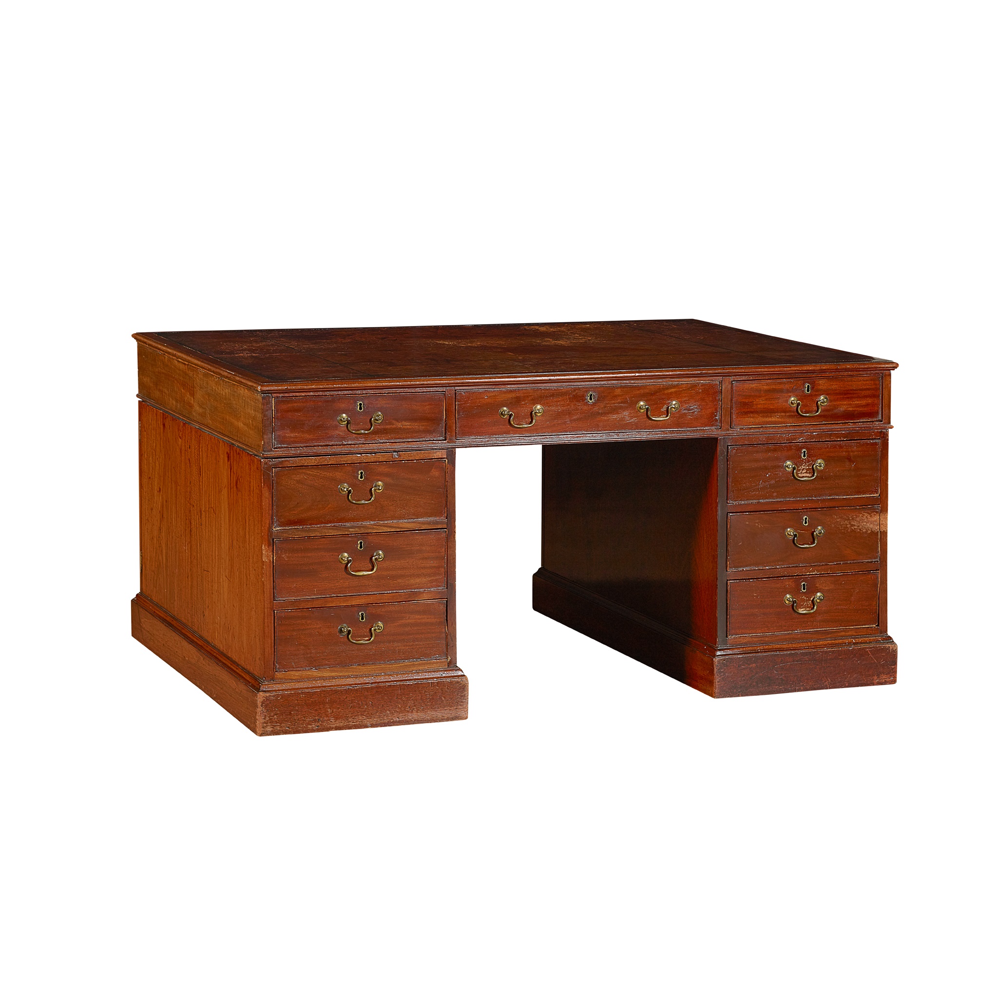 GEORGE III MAHOGANY PEDESTAL PARTNER'S DESK