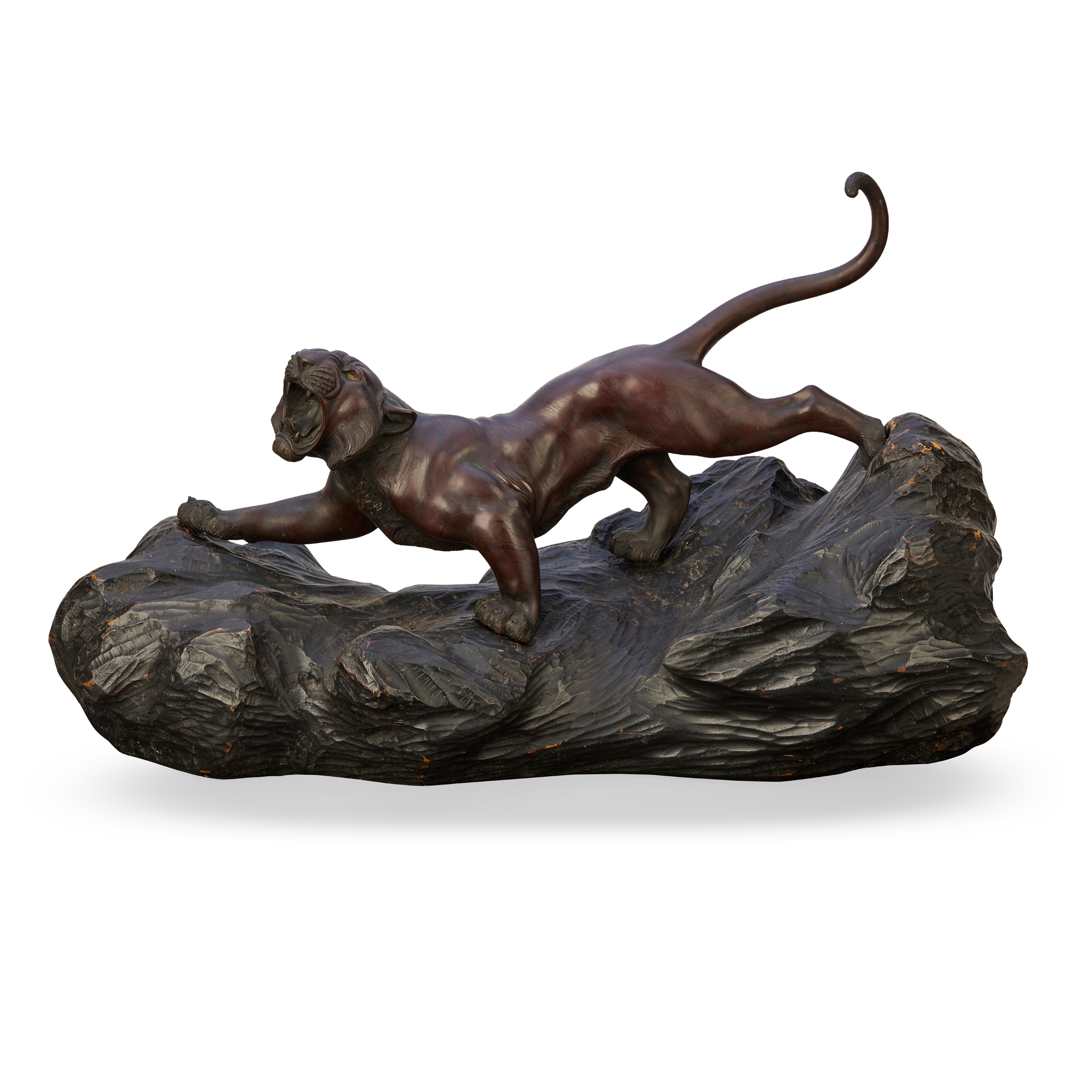 A LARGE JAPANESE BRONZE FIGURE OF A TIGER