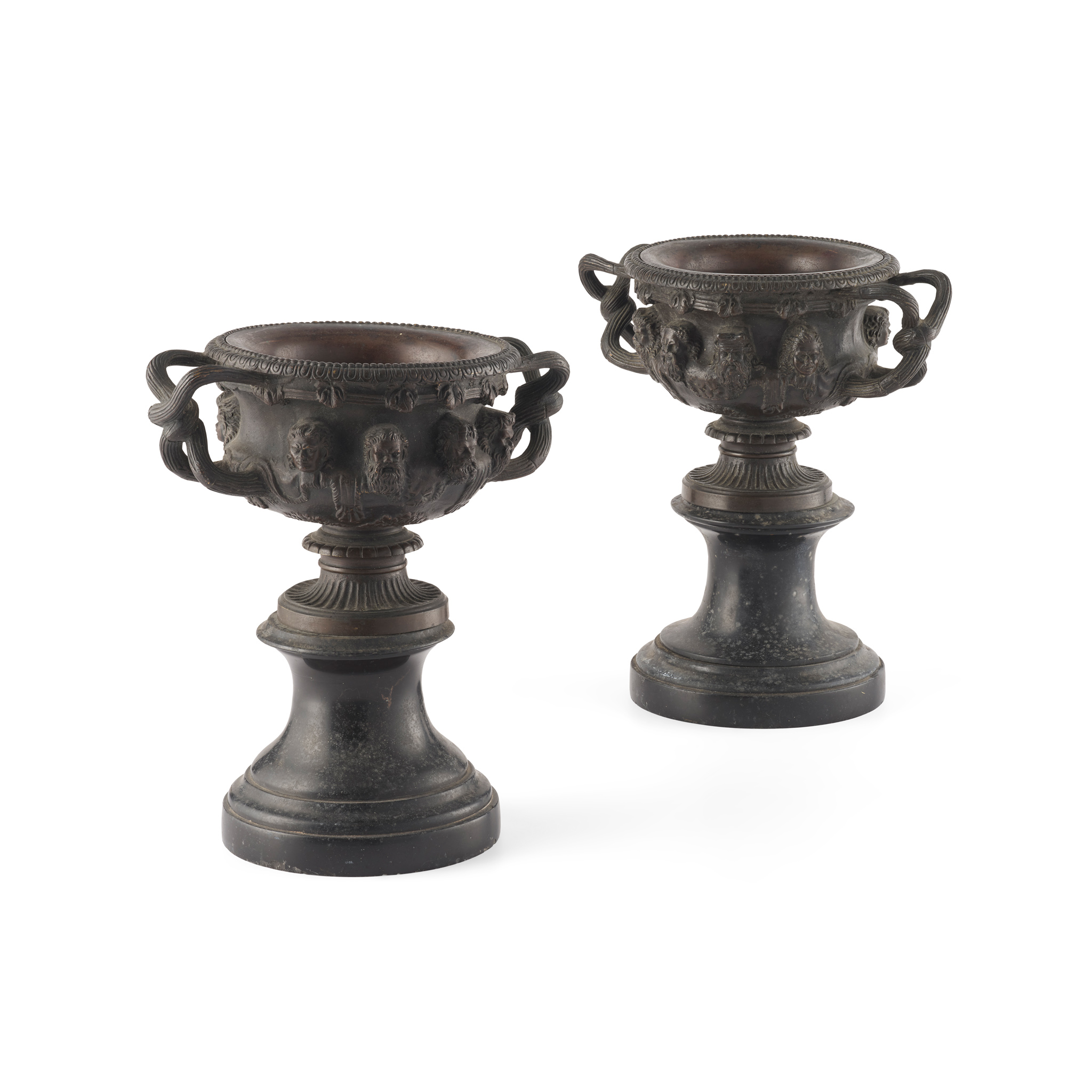 PAIR OF BRONZE WARWICK VASES, AFTER THE ANTIQUE