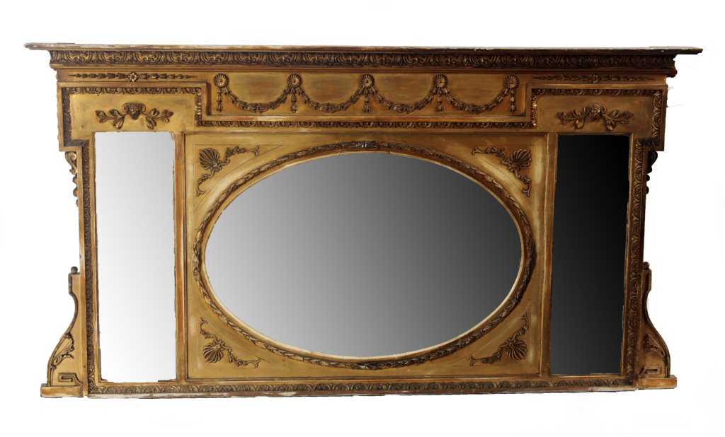 VICTORIAN GILTWOOD AND GESSO OVERMANTEL MIRROR