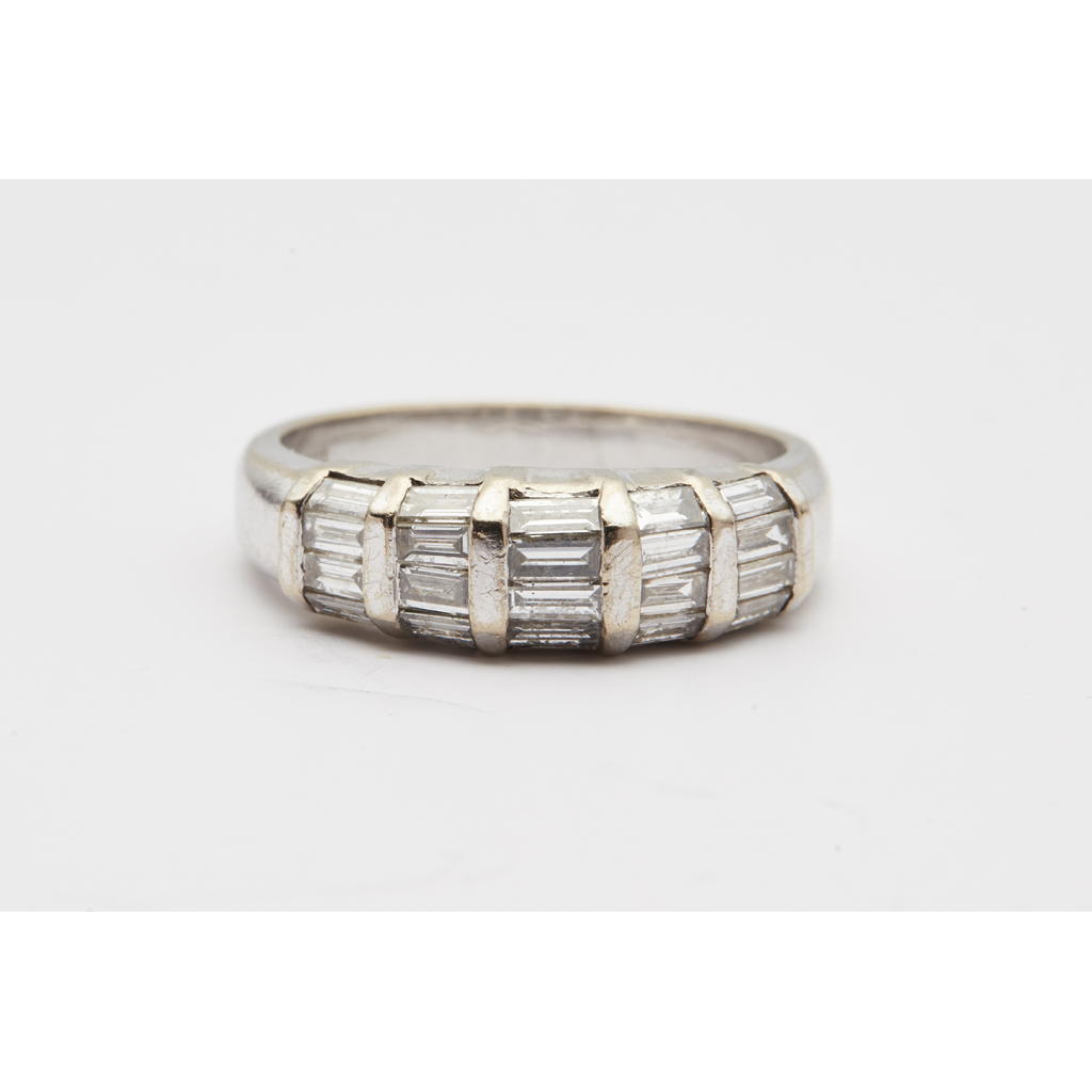 A diamond set half eternity ring